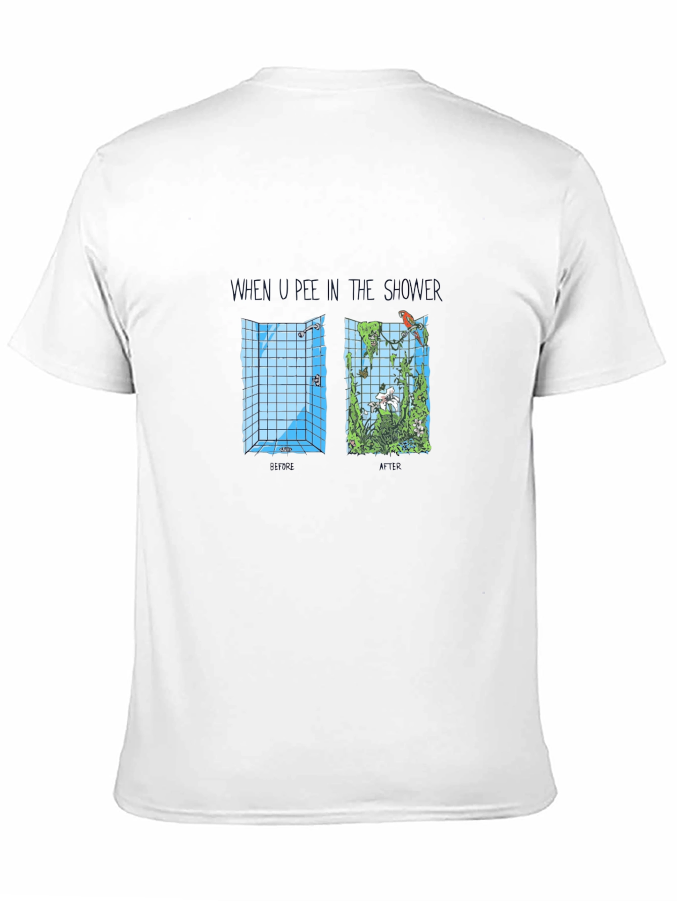 Humorous Shower Jungle Graphic Tee - Black