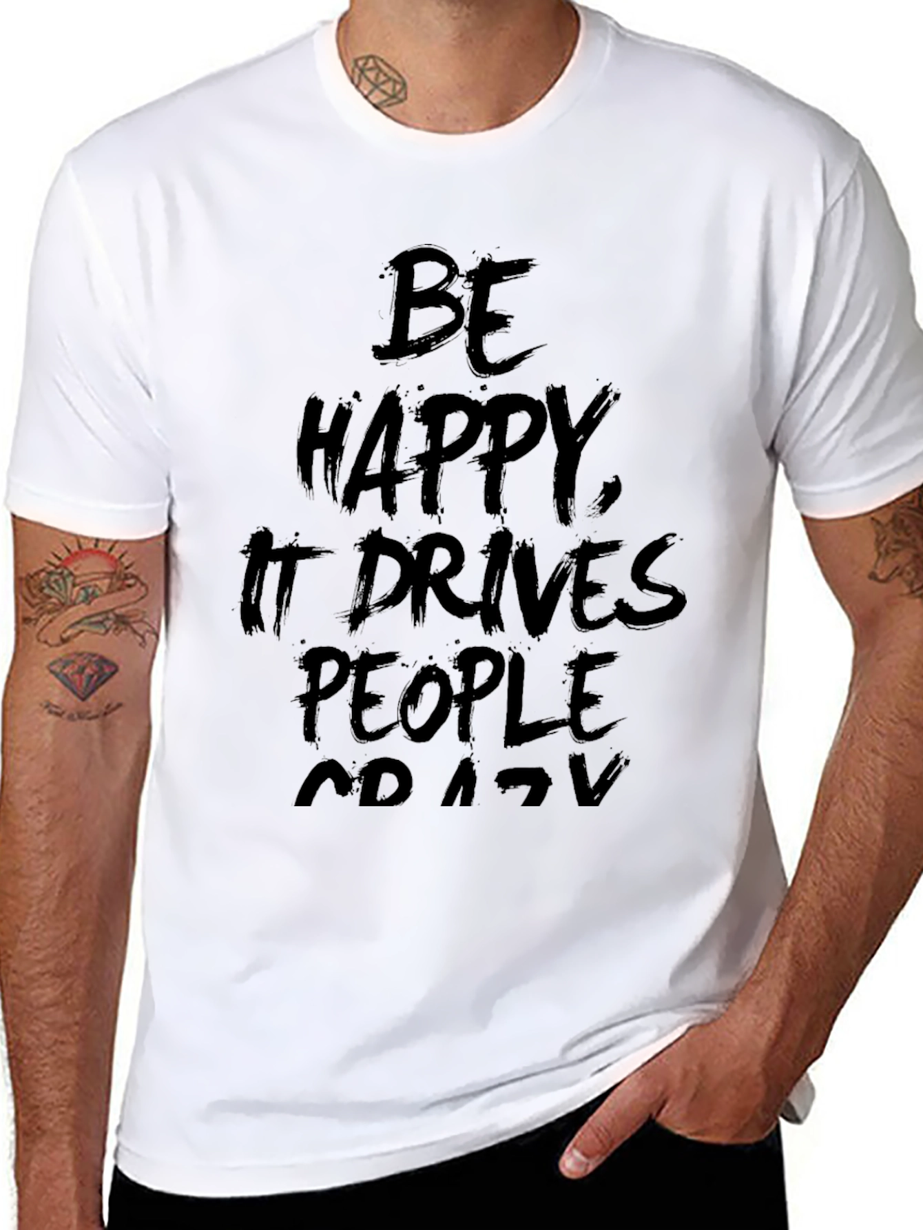 Be Happy Graphic Tee - Black T-Shirt