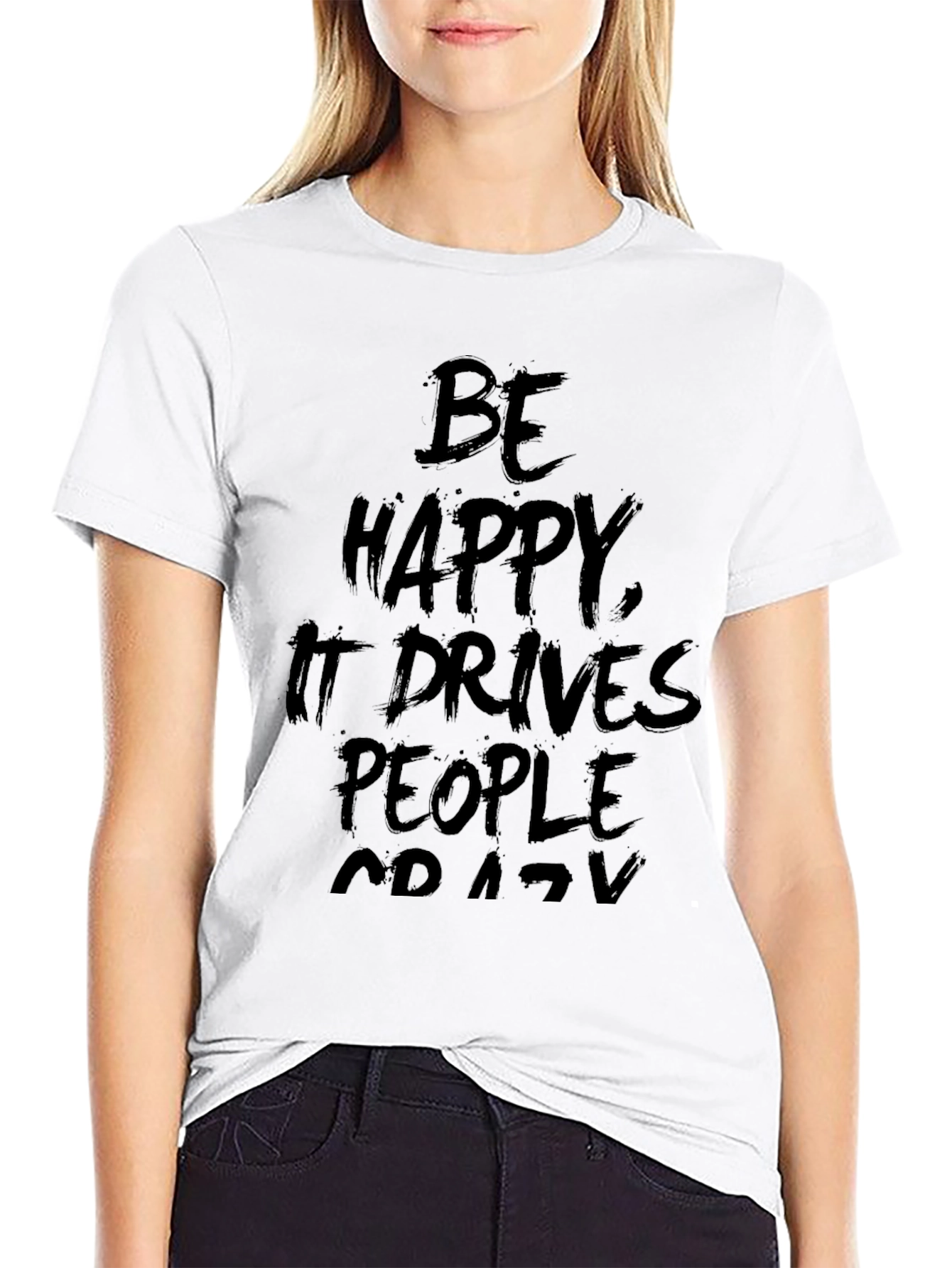 Be Happy Graphic Tee - Black T-Shirt