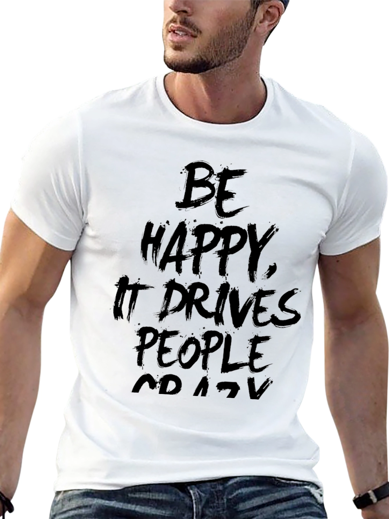Be Happy Graphic Tee - Black T-Shirt