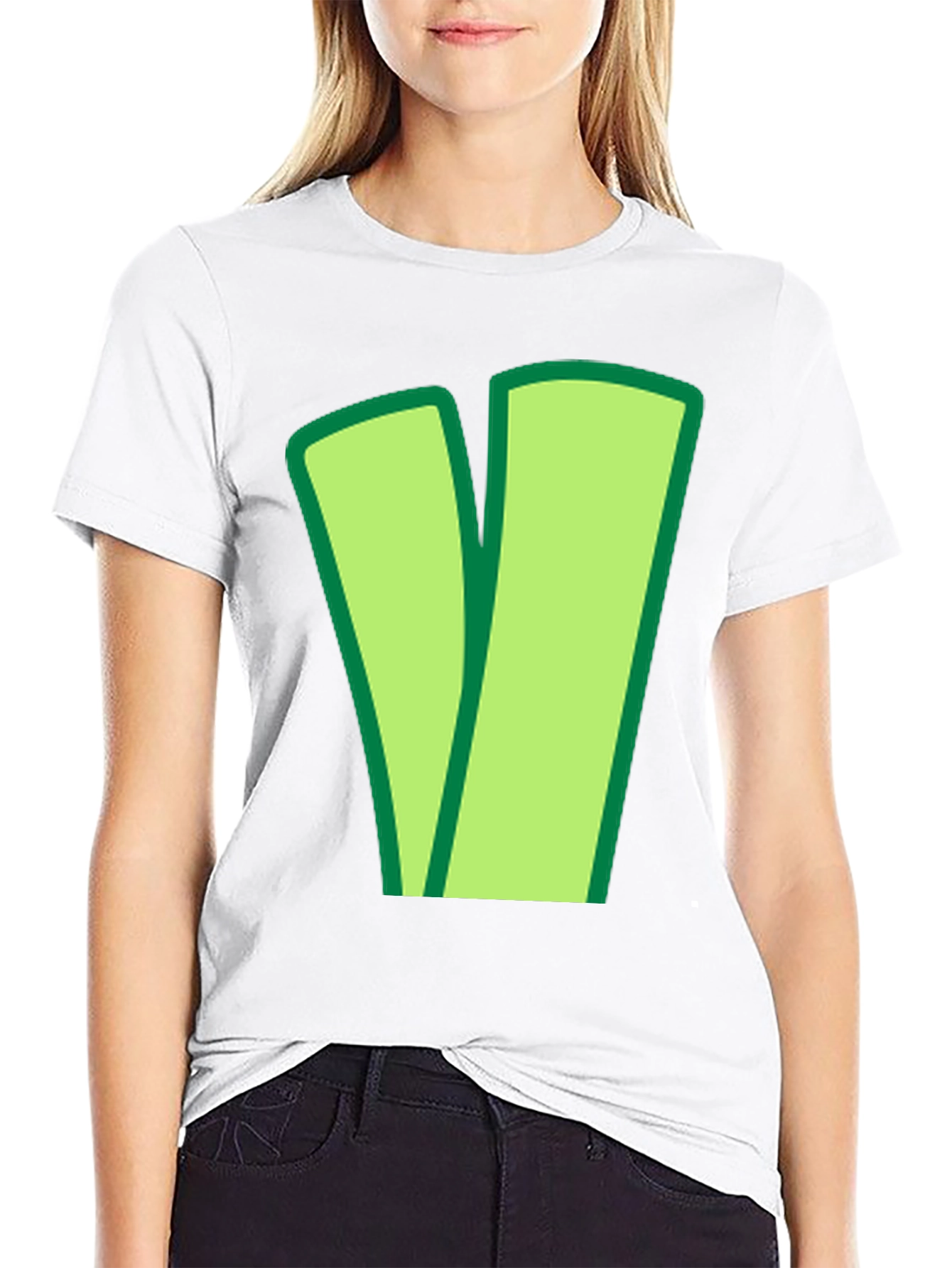 Green V Black Cotton Tee - Casual Style