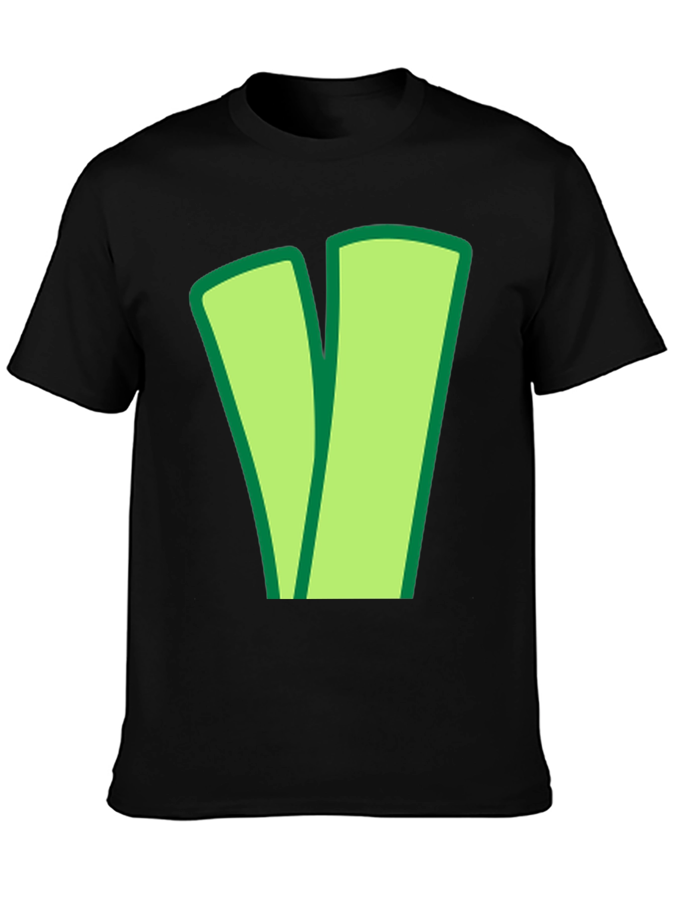 Green V Black Cotton Tee - Casual Style