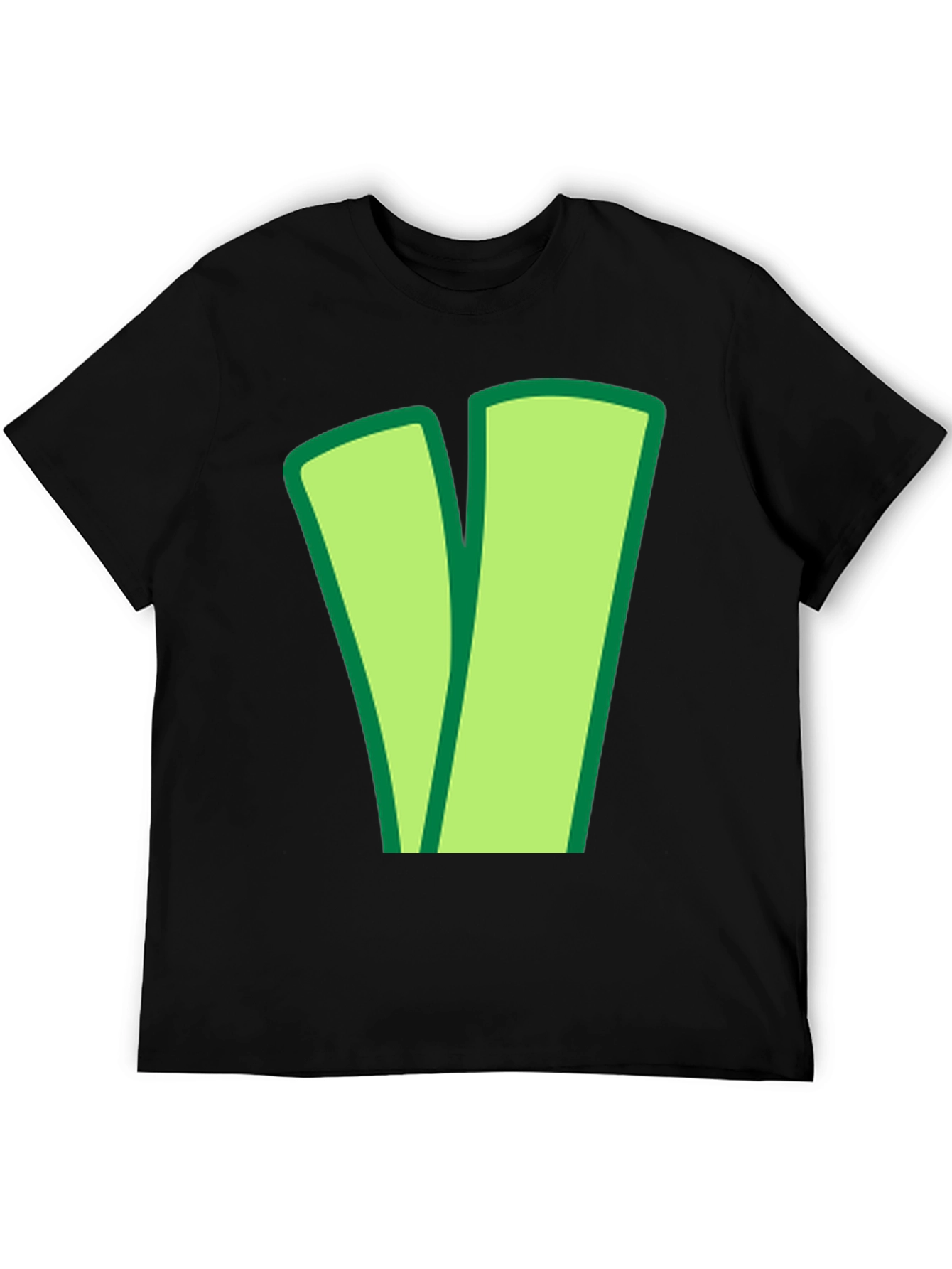 Green V Black Cotton Tee - Casual Style