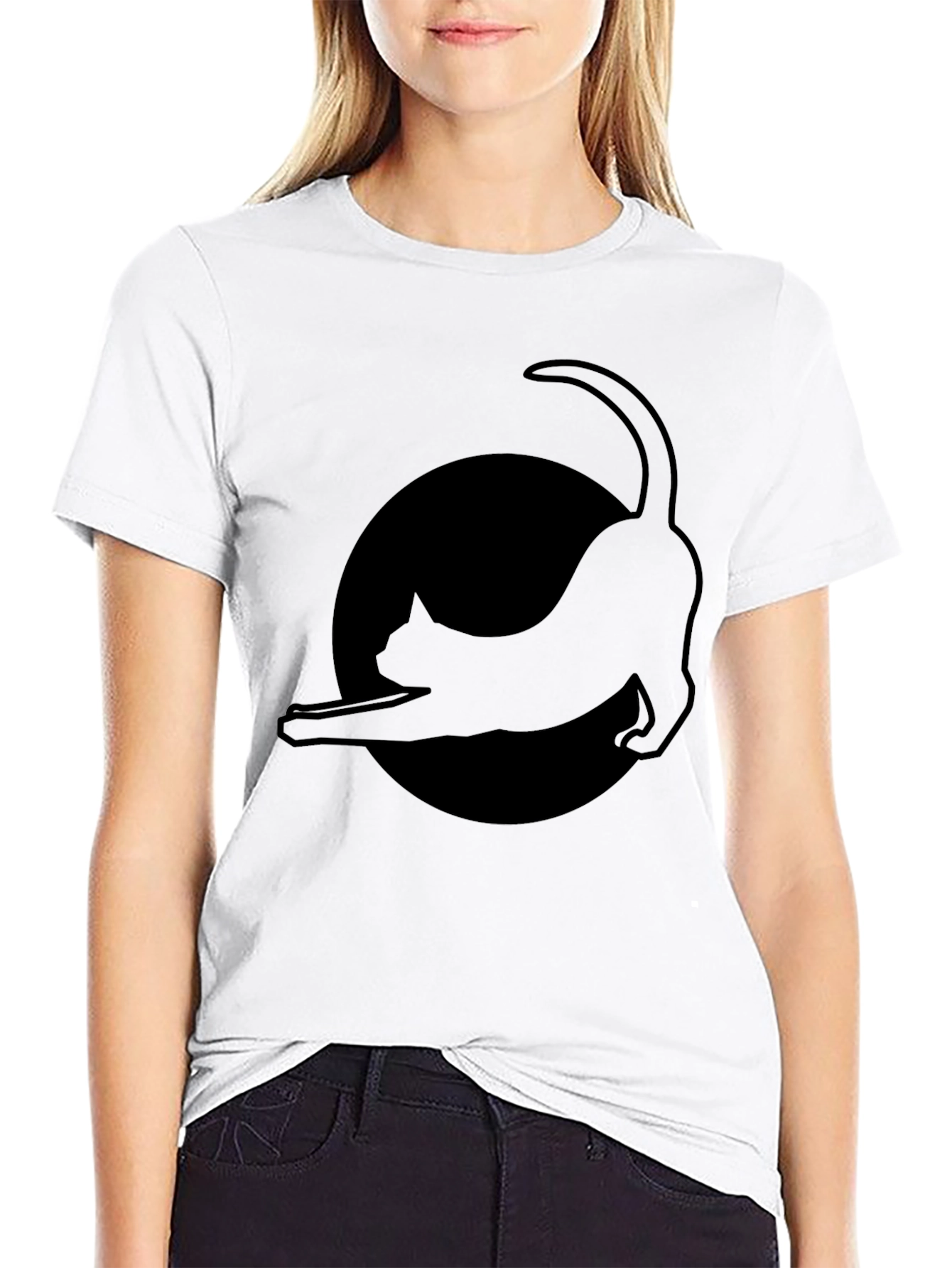 Black Cat Silhouette Graphic Tee - Unisex