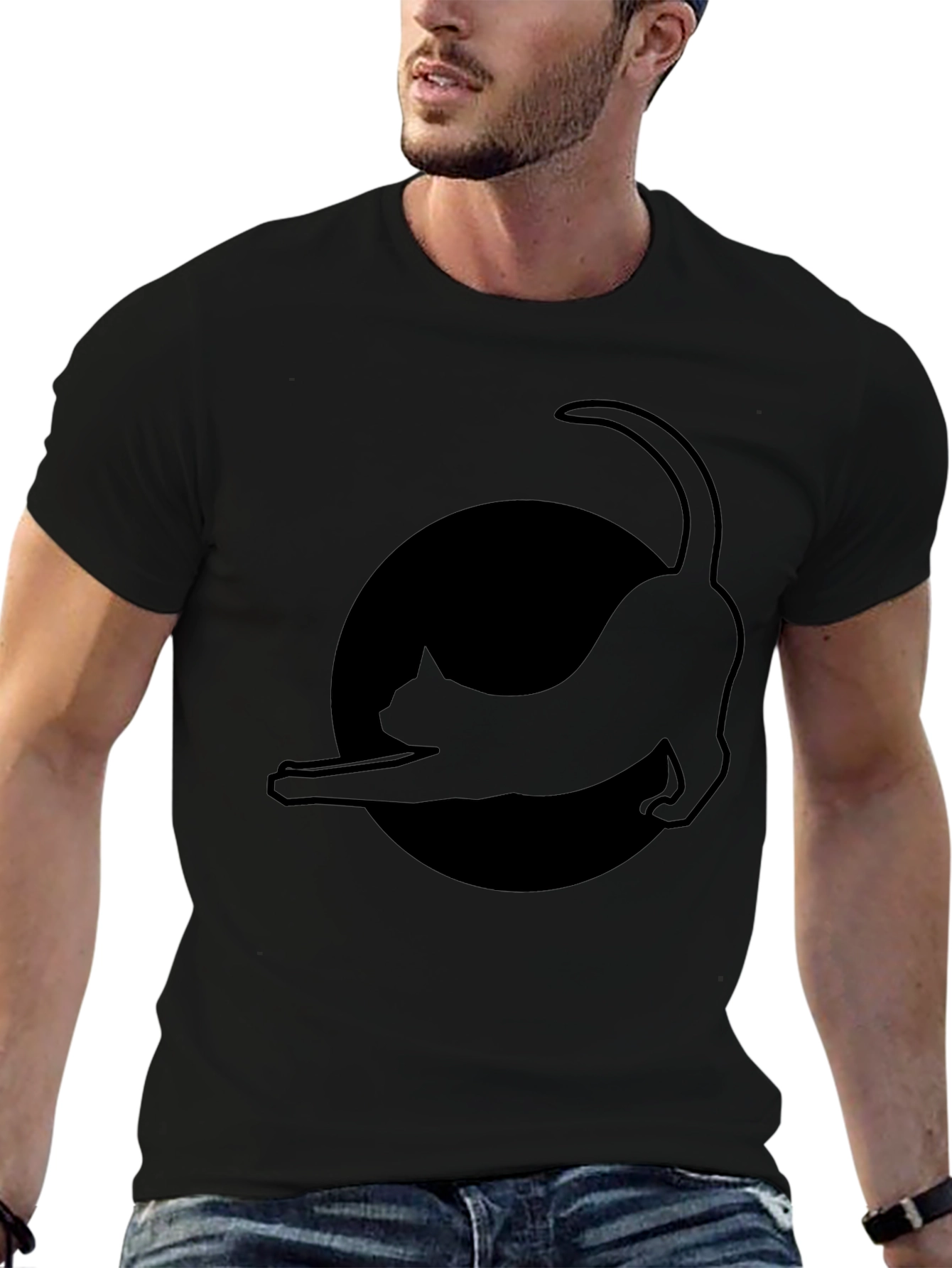 Black Cat Silhouette Graphic Tee - Unisex