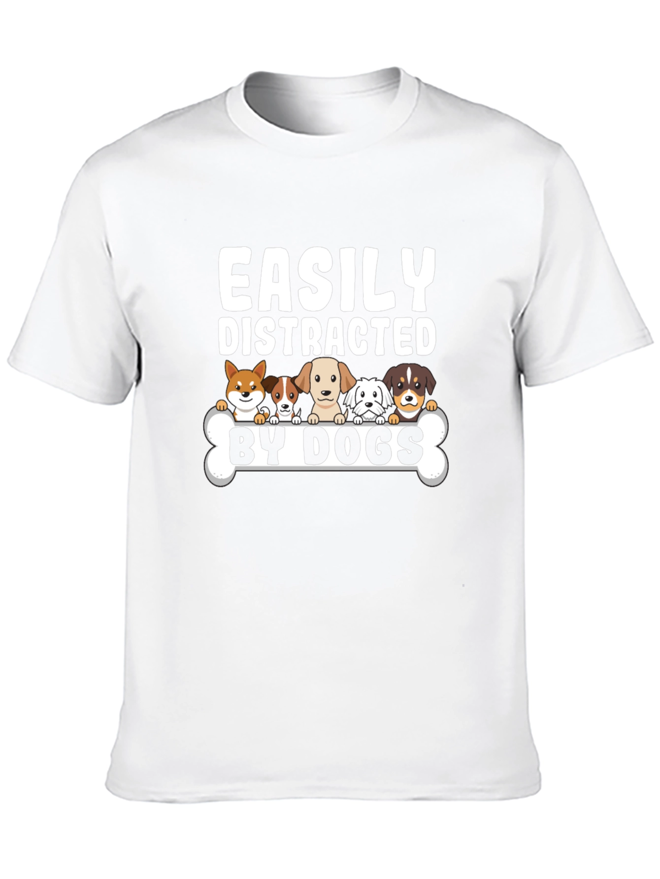 Easily Distracted By Dogs Black Graphic T-Shirt