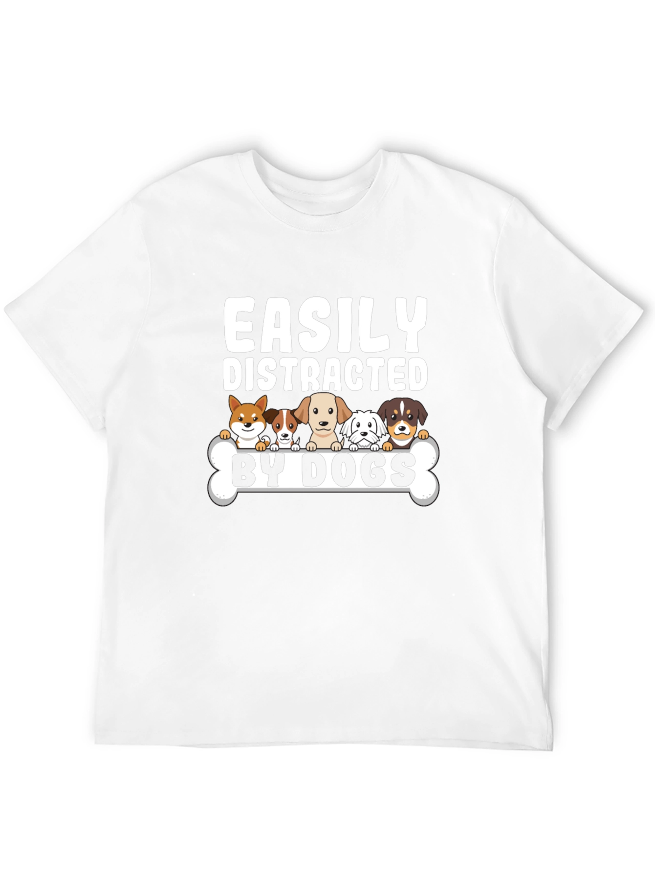 Easily Distracted By Dogs Black Graphic T-Shirt
