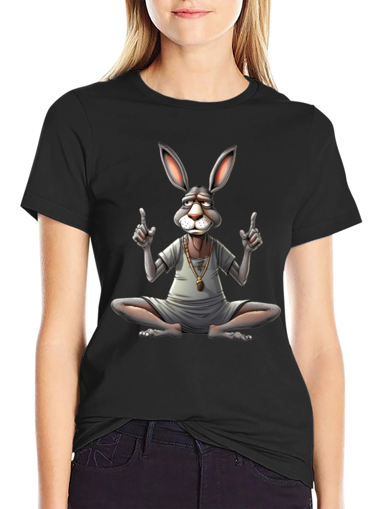 Enlightened Rabbit Tee - Meditating Hare T-Shirt