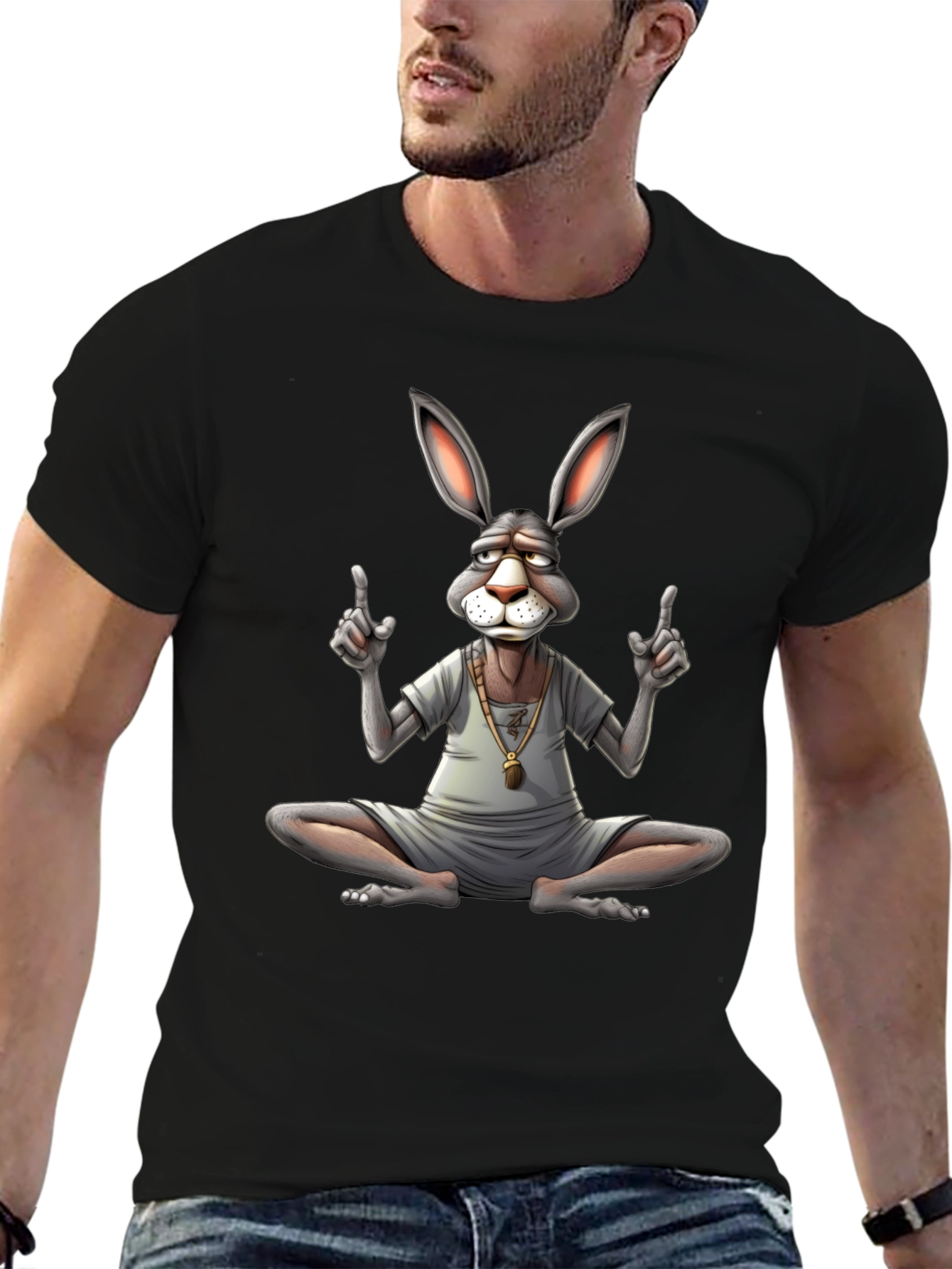 Enlightened Rabbit Tee - Meditating Hare T-Shirt