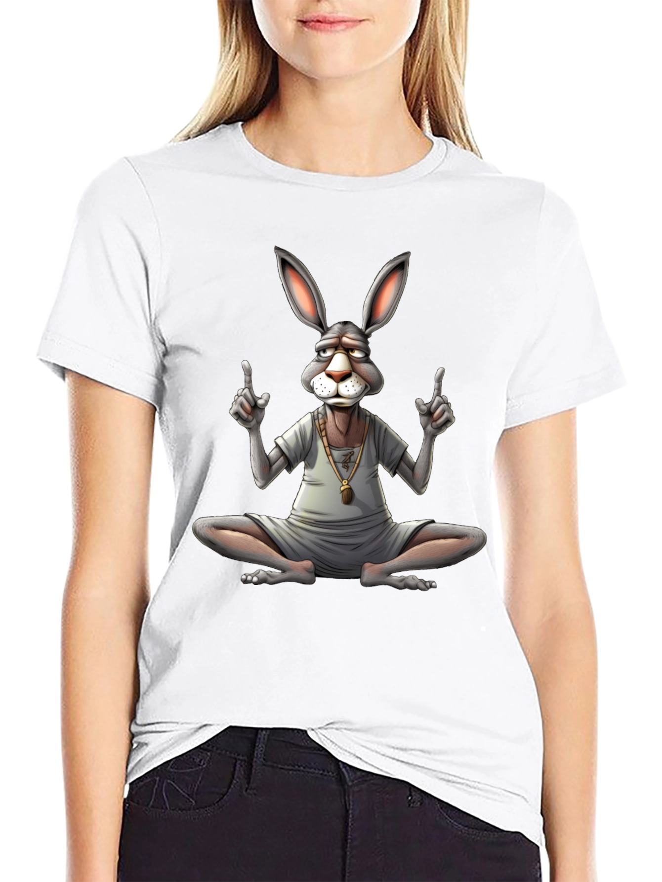Enlightened Rabbit Tee - Meditating Hare T-Shirt