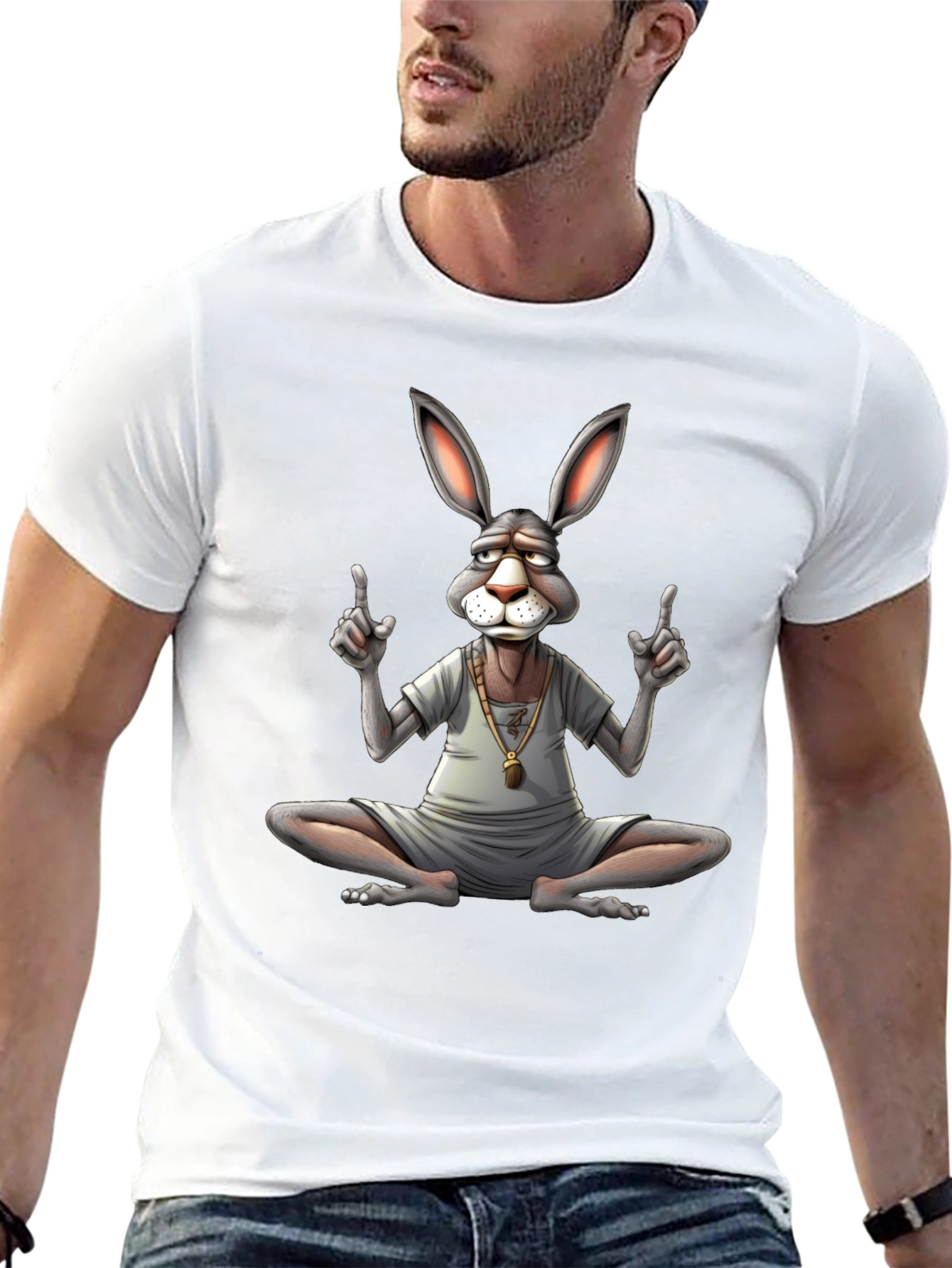 Enlightened Rabbit Tee - Meditating Hare T-Shirt