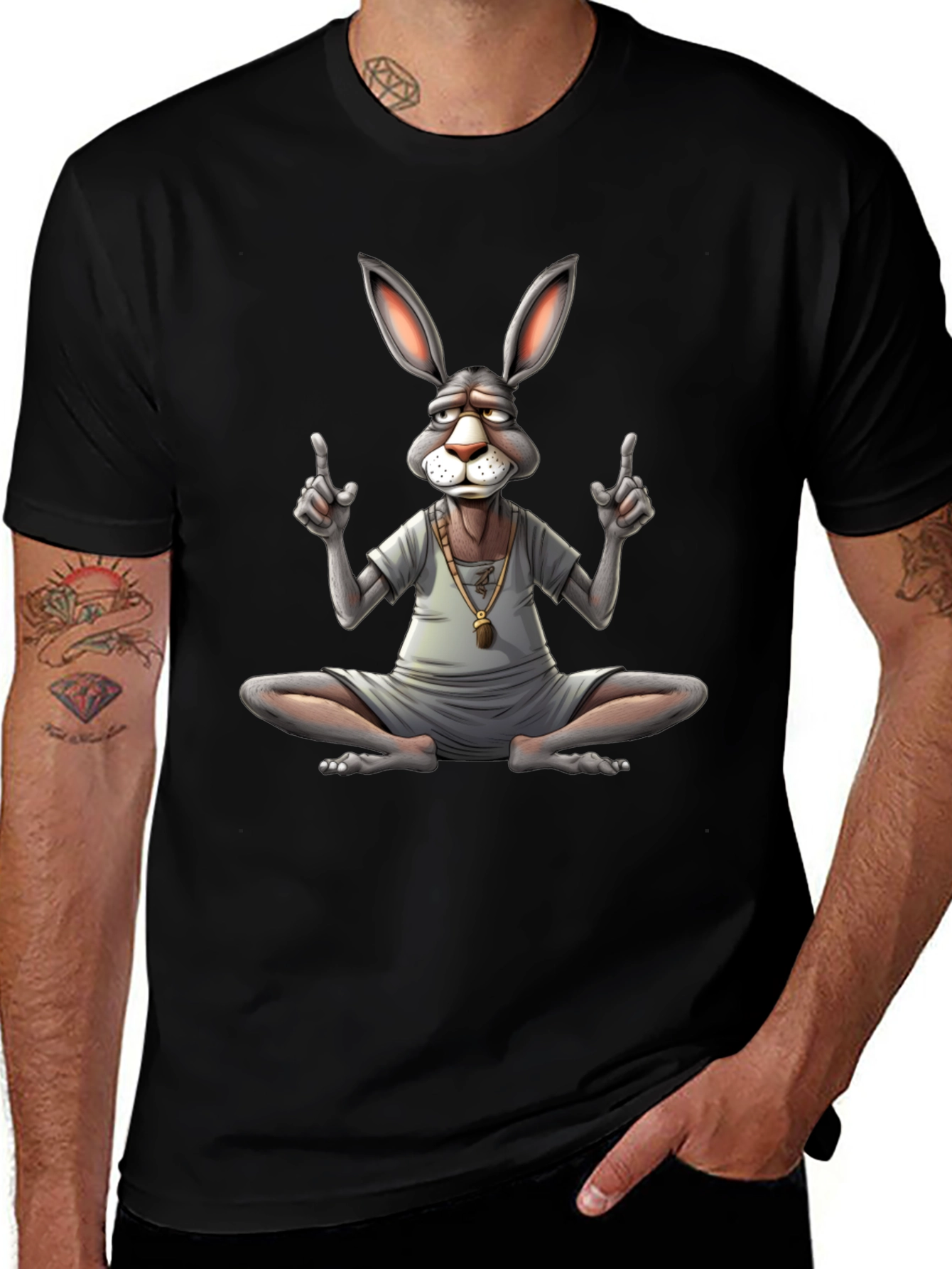 Enlightened Rabbit Tee - Meditating Hare T-Shirt