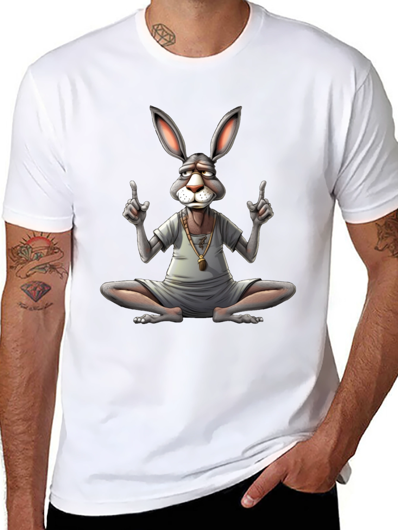 Enlightened Rabbit Tee - Meditating Hare T-Shirt