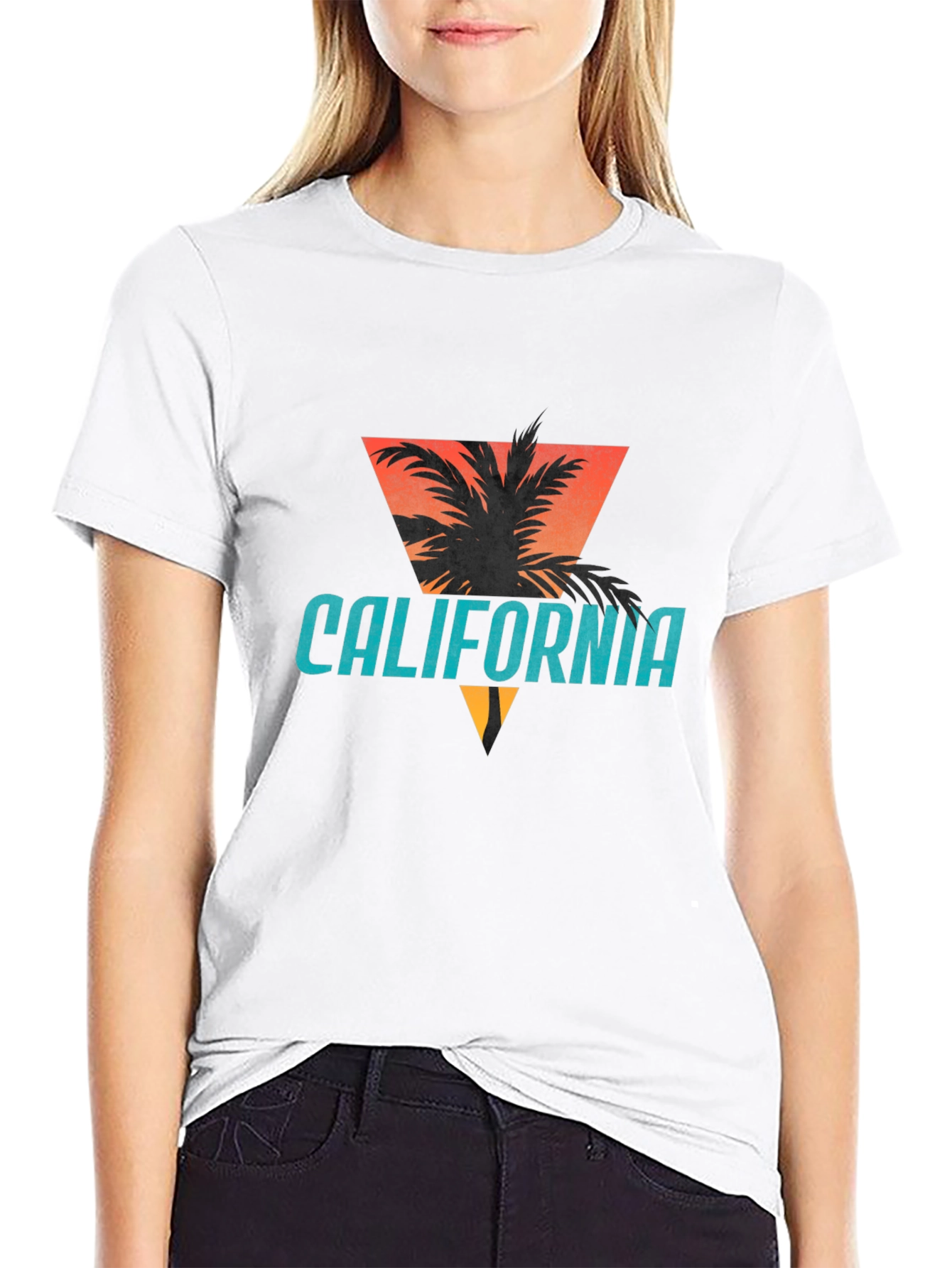 California Graphic Tee - Palm Tree Sunset Design