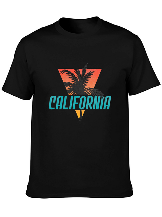 California Graphic Tee - Palm Tree Sunset Design