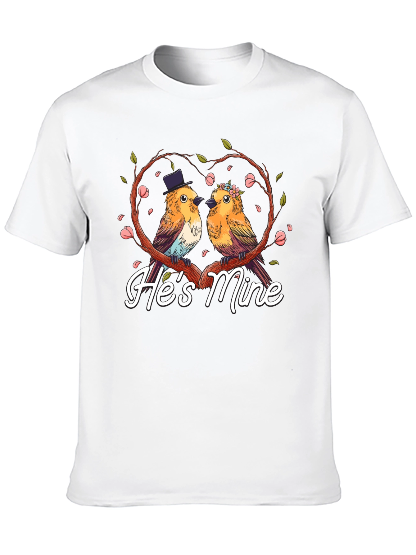 Hes Mine Couple Birds Graphic Tee