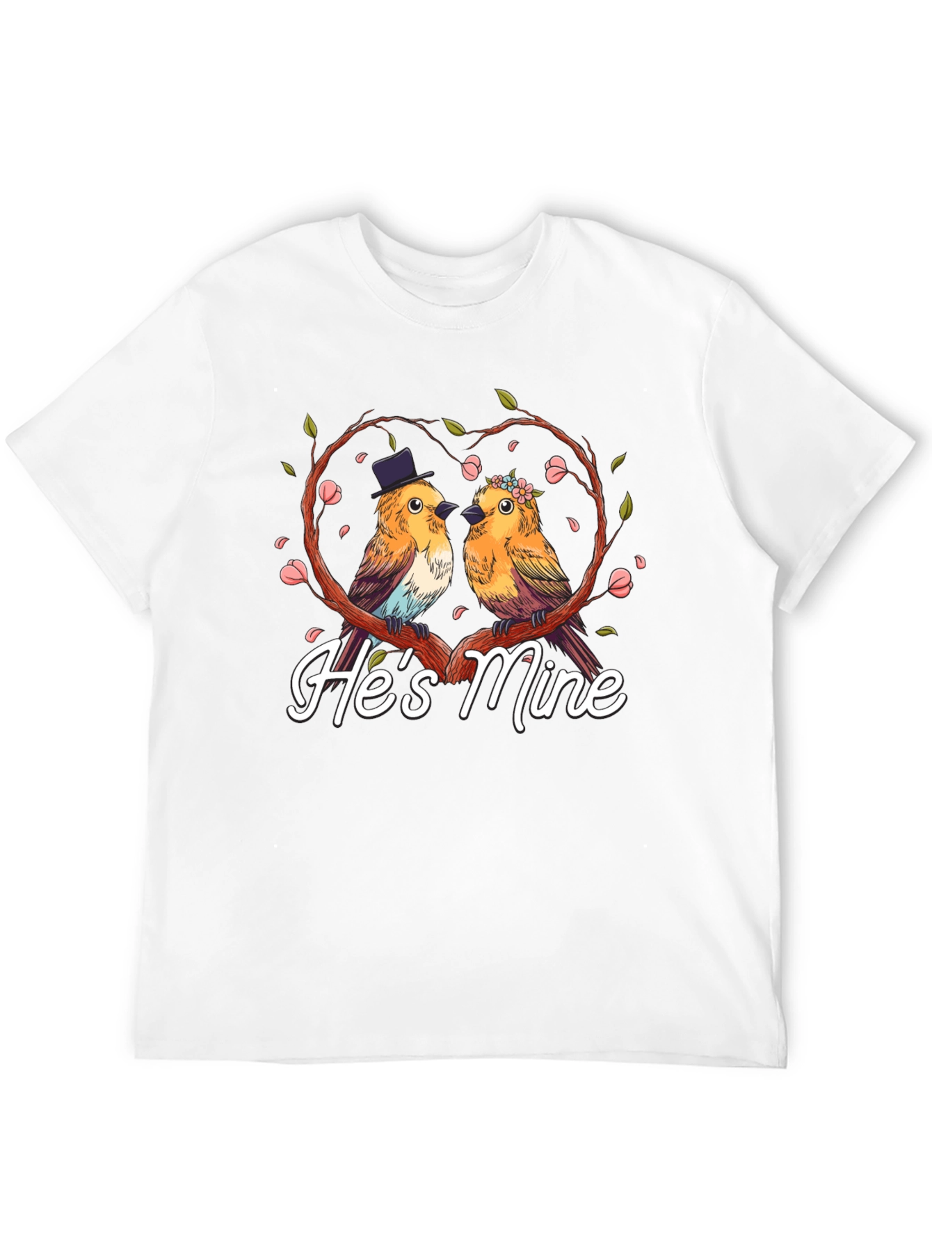Hes Mine Couple Birds Graphic Tee