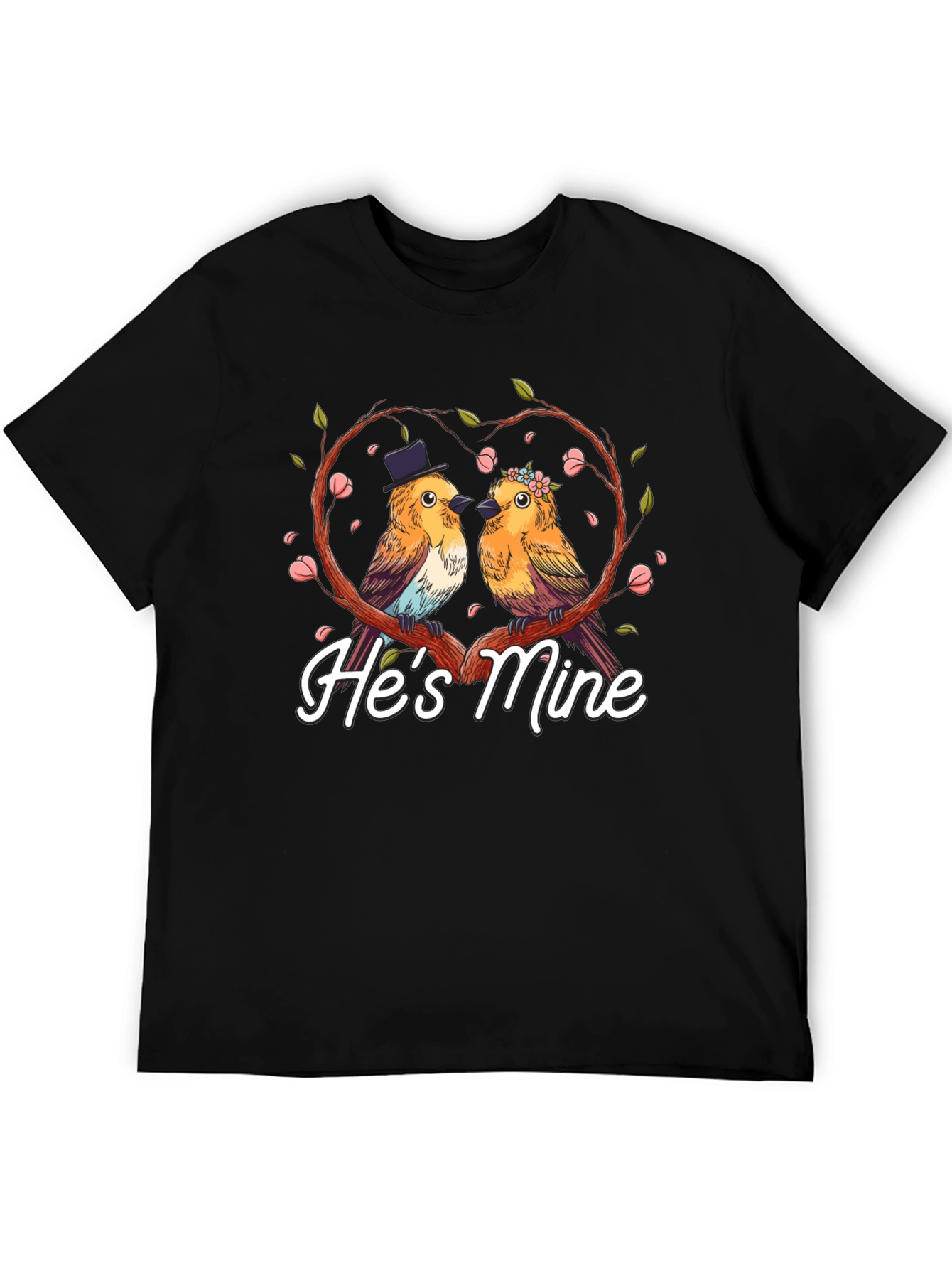 Hes Mine Couple Birds Graphic Tee