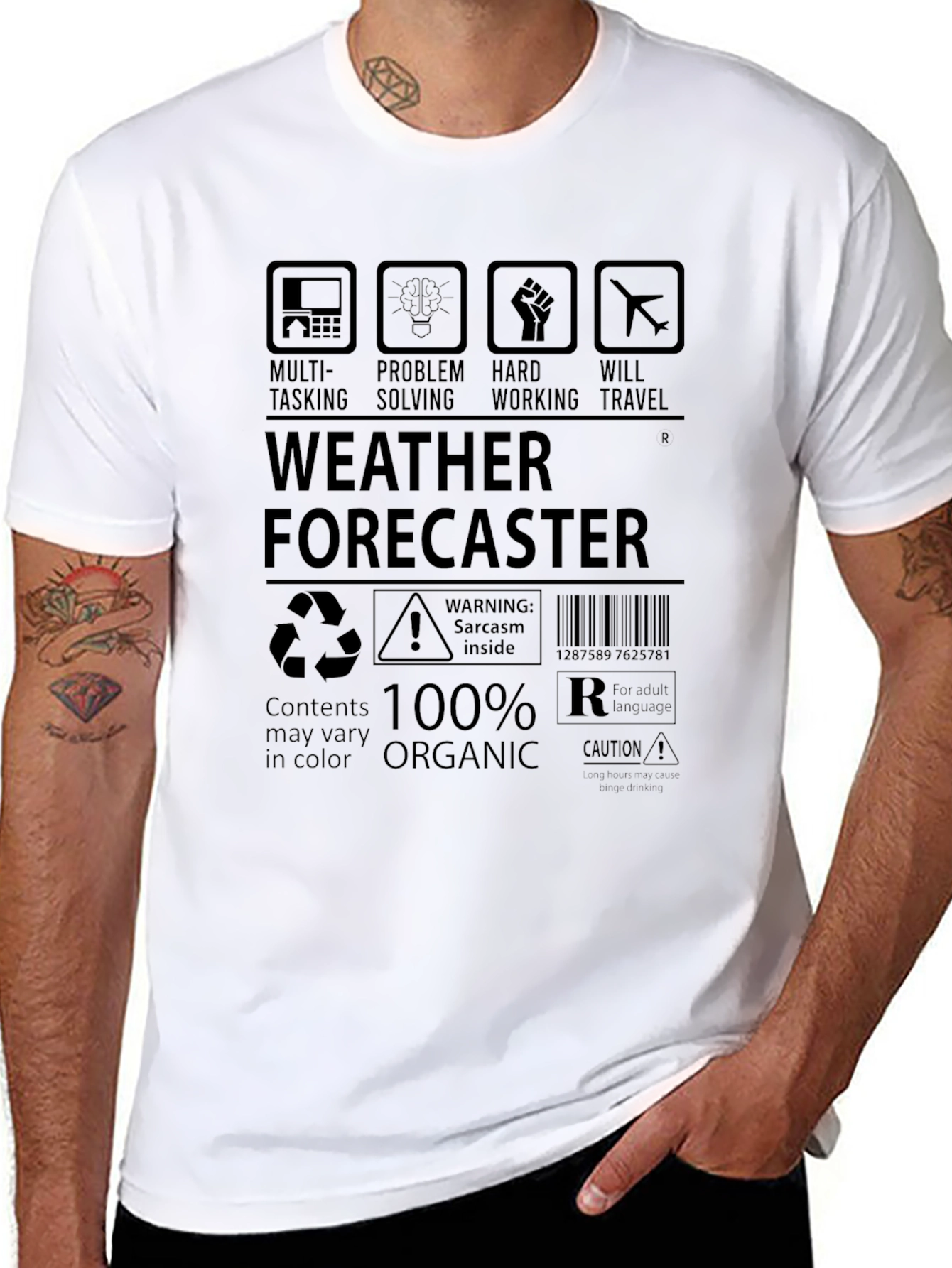 Weather Forecaster T-Shirt: Multi-Tasking 100% Organic