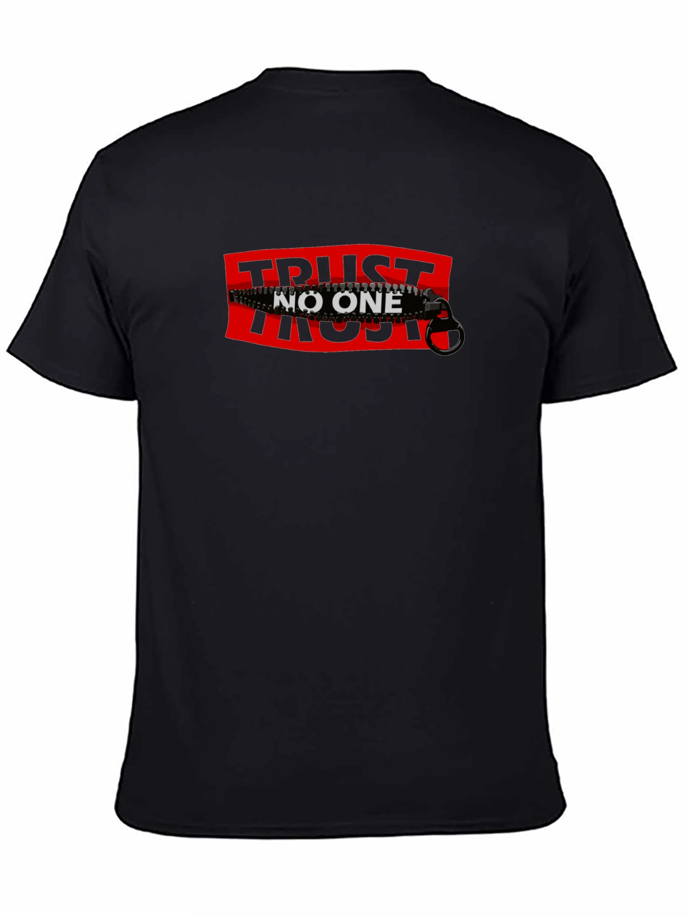 Trust No One Zipper Graphic Tee - Statement T-Shirt