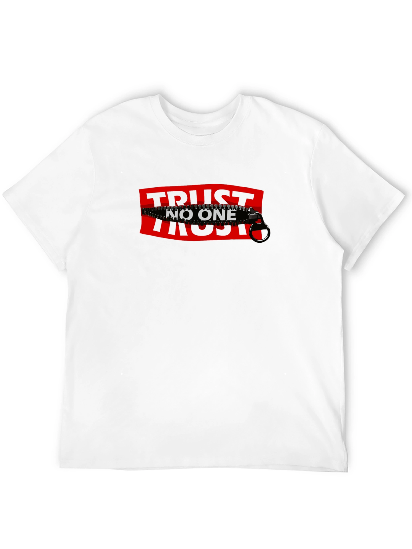 Trust No One Zipper Graphic Tee - Statement T-Shirt