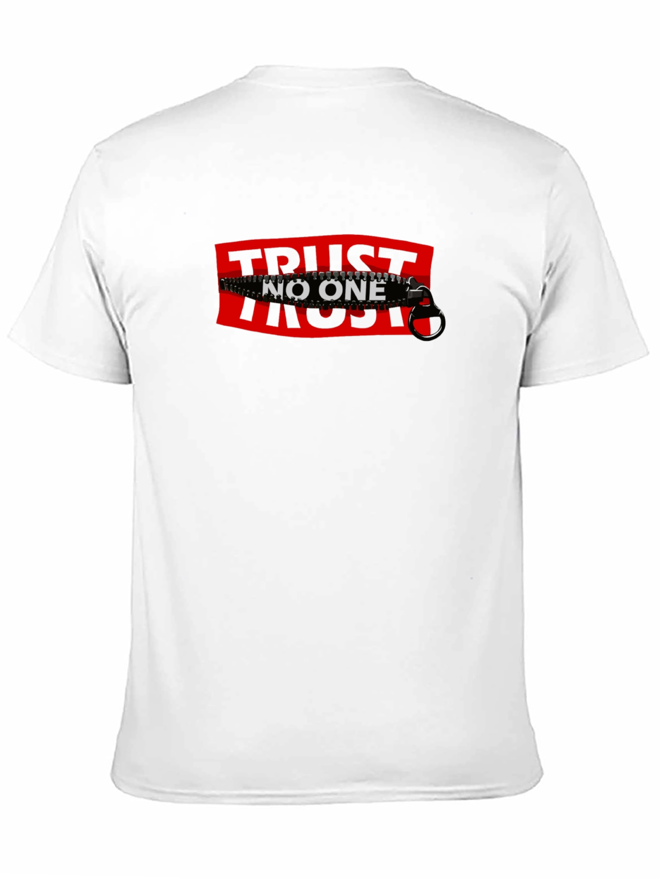 Trust No One Zipper Graphic Tee - Statement T-Shirt