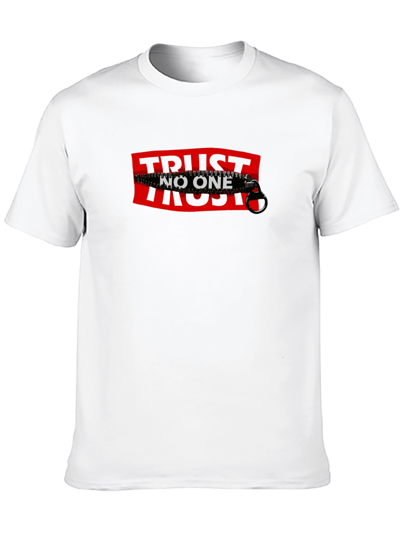 Trust No One Zipper Graphic Tee - Statement T-Shirt