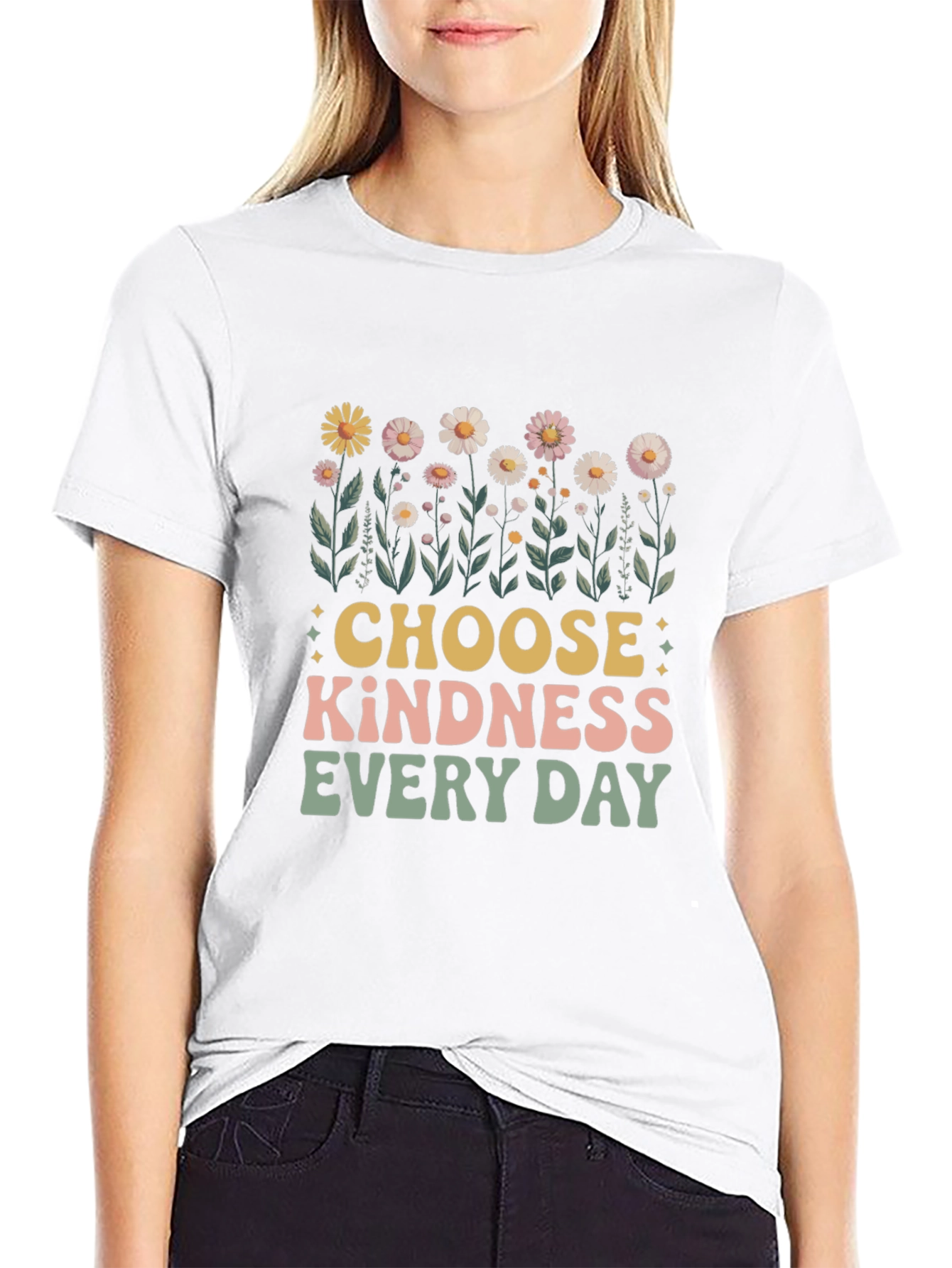 Choose Kindness T-Shirt - Retro Floral Design