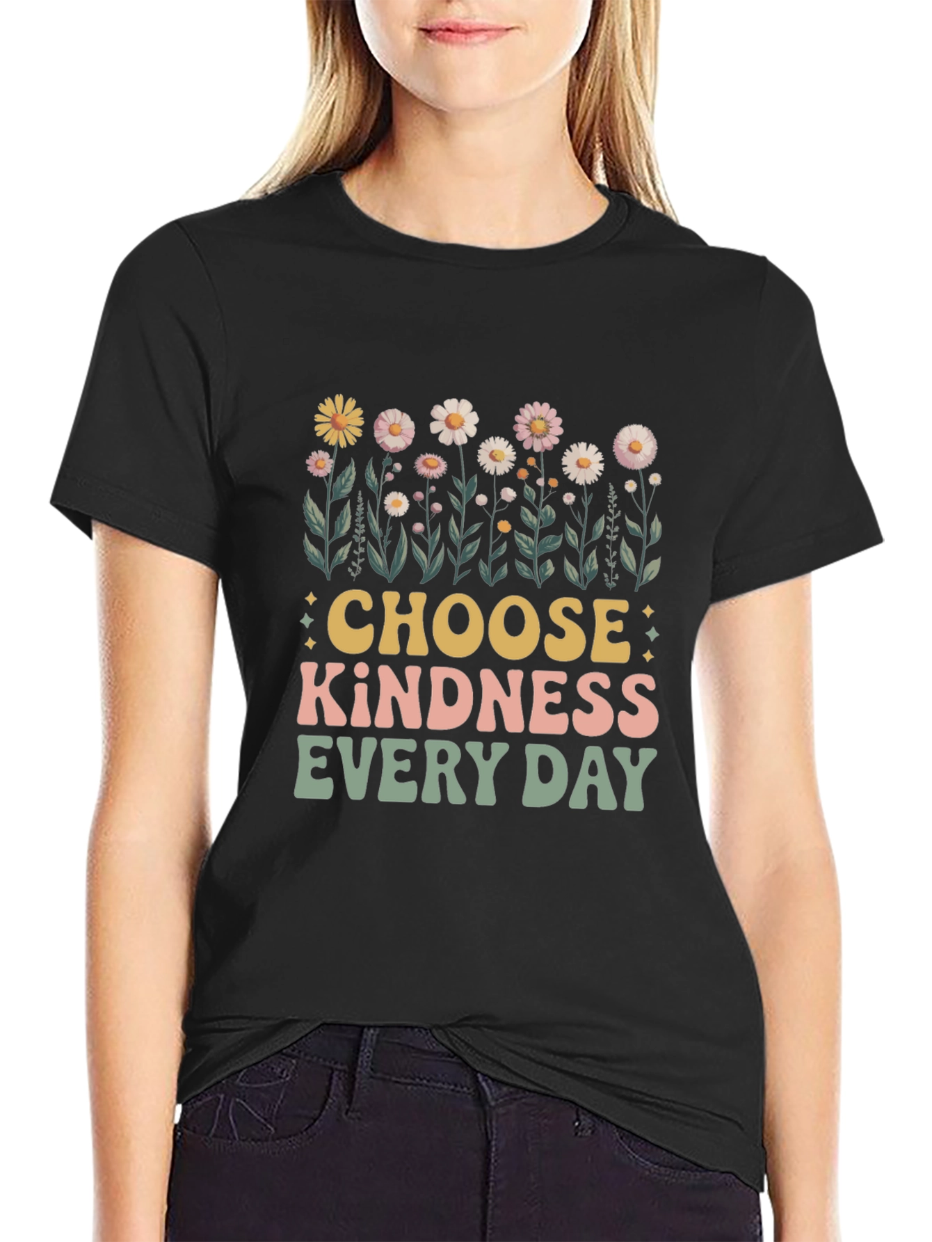 Choose Kindness T-Shirt - Retro Floral Design