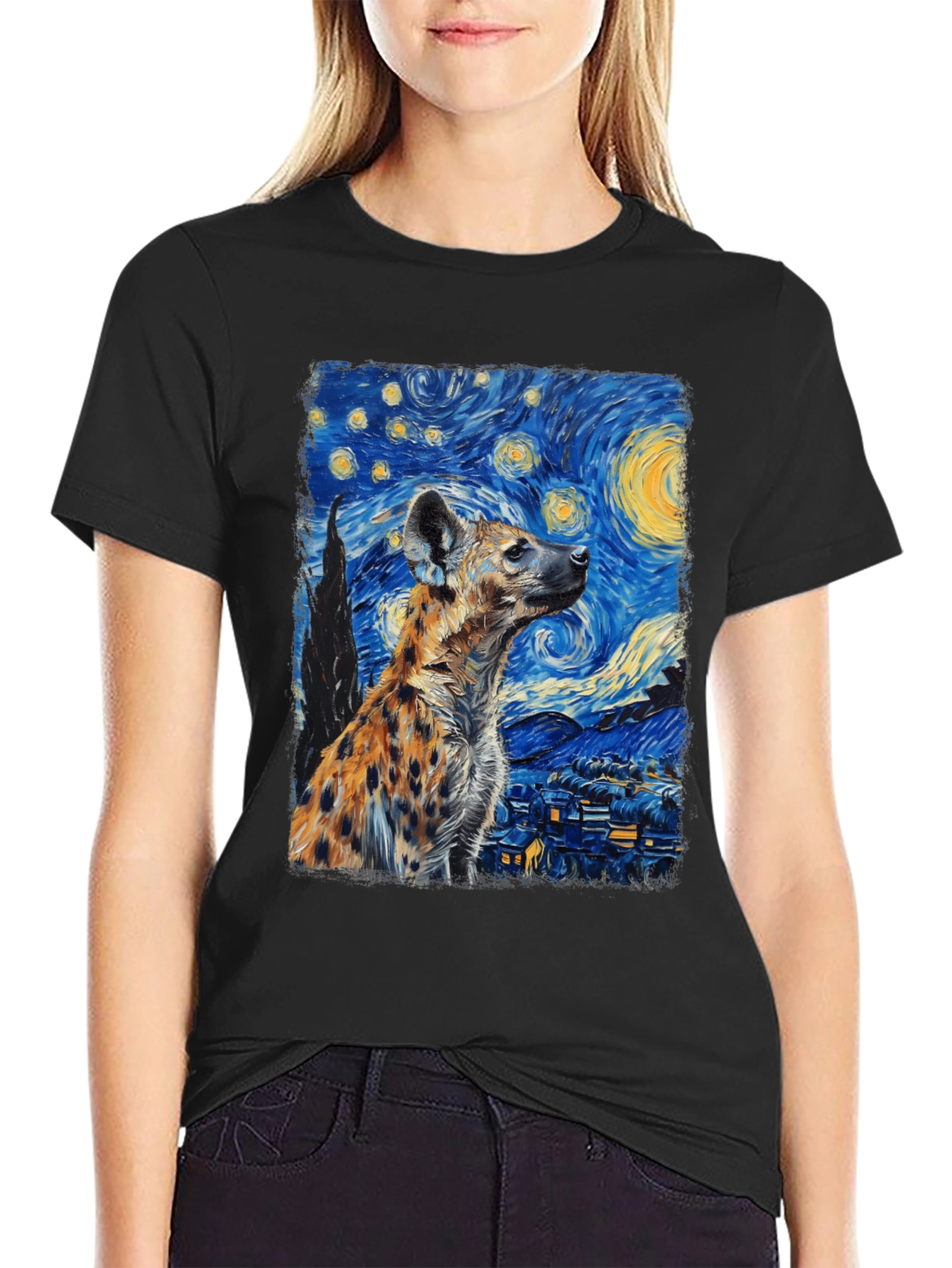 Hyena Starry Night T-Shirt | Unique Art Tee