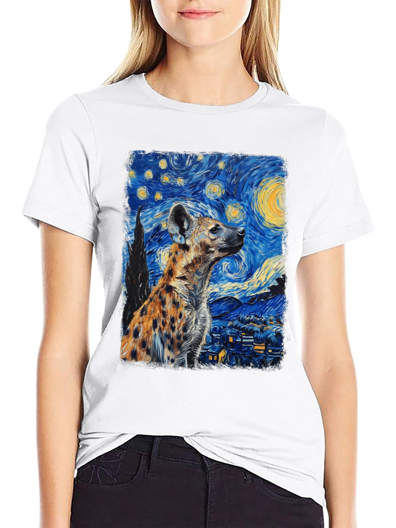 Hyena Starry Night T-Shirt | Unique Art Tee