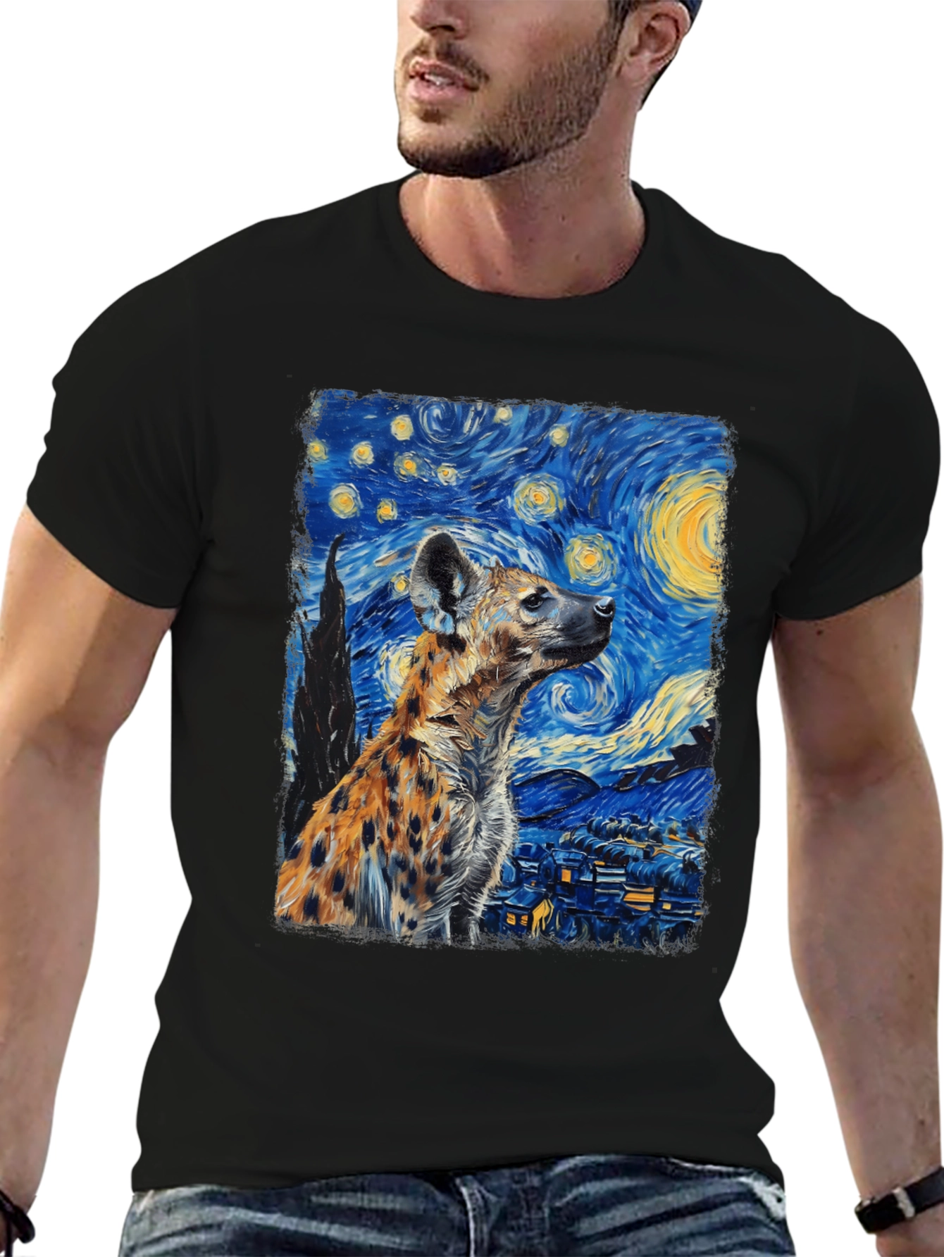 Hyena Starry Night T-Shirt | Unique Art Tee