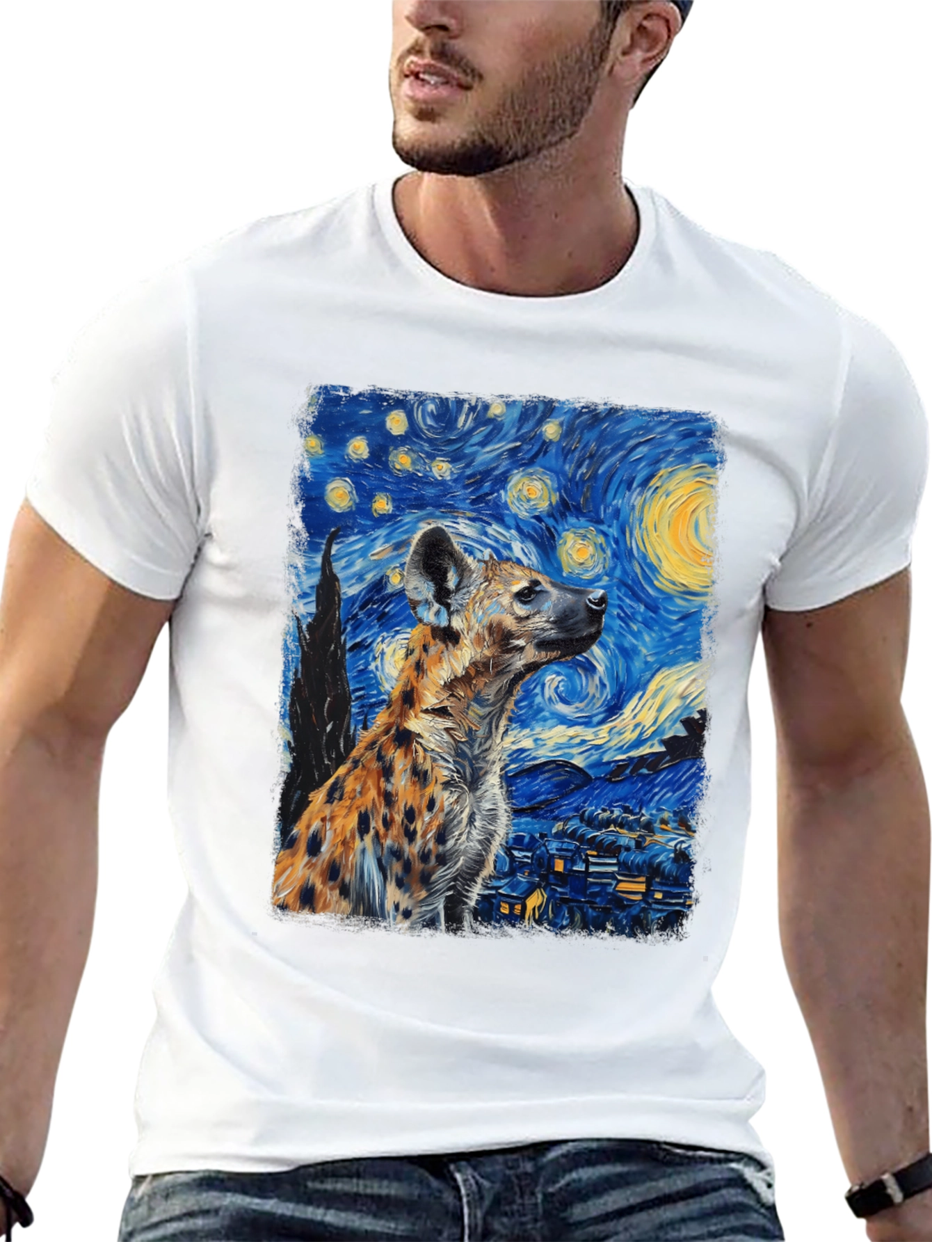 Hyena Starry Night T-Shirt | Unique Art Tee