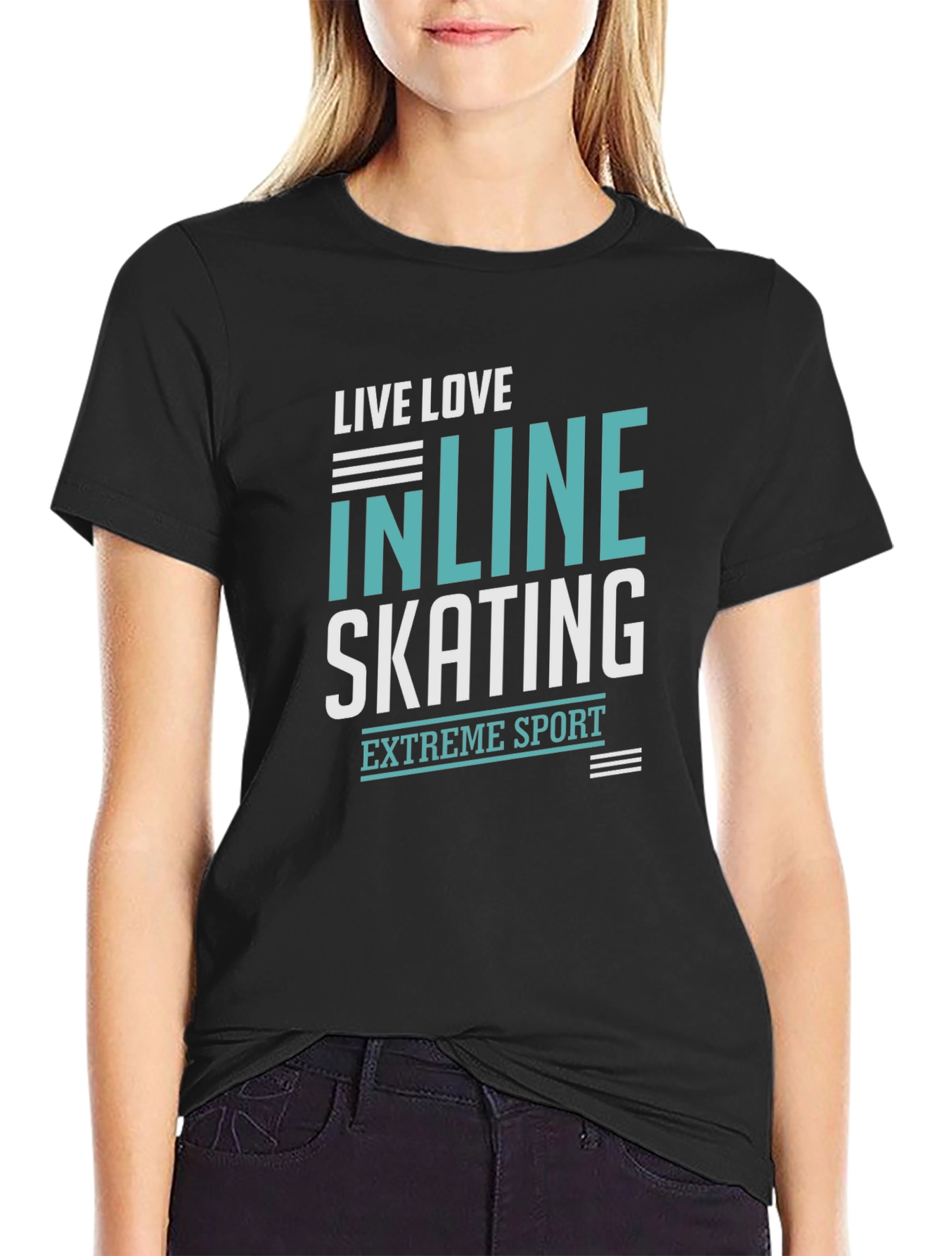 Inline Skating Extreme Sport Black Graphic T-Shirt
