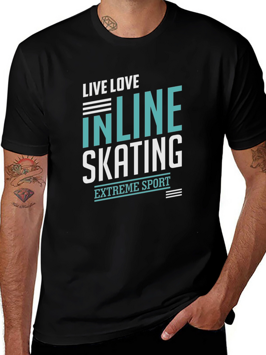 Inline Skating Extreme Sport Black Graphic T-Shirt