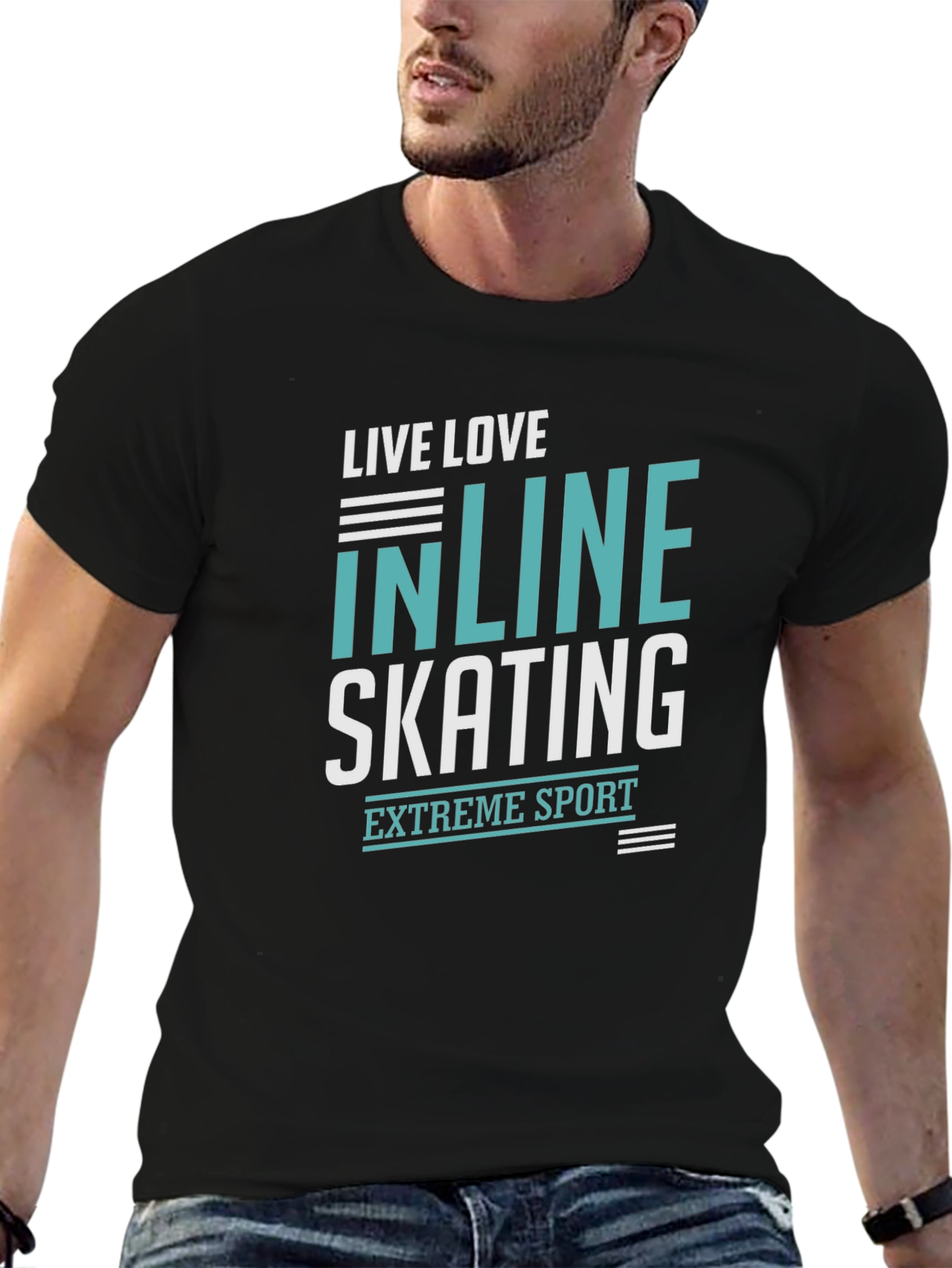 Inline Skating Extreme Sport Black Graphic T-Shirt