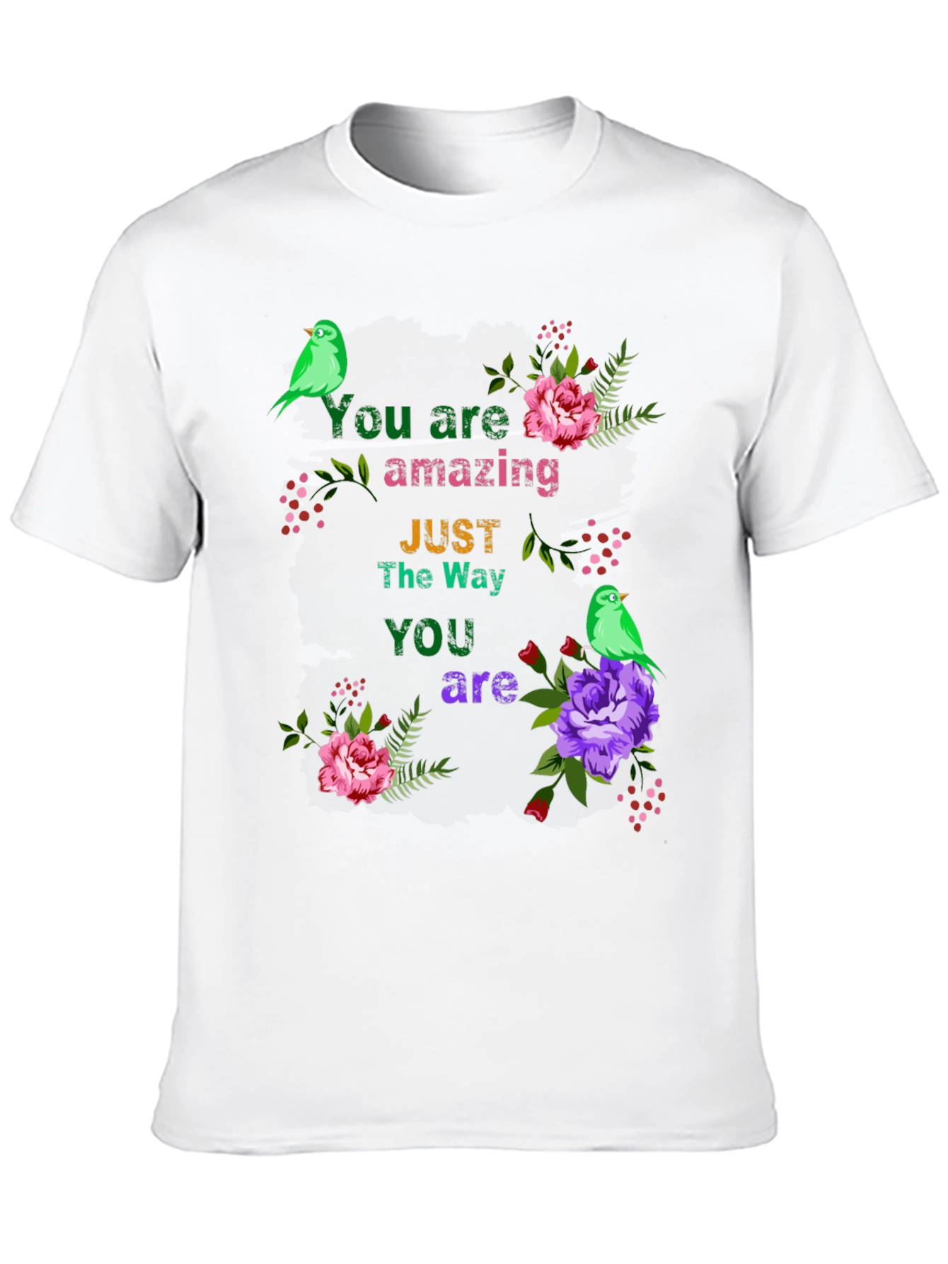 You Are Amazing T-Shirt with Floral Bird Accents