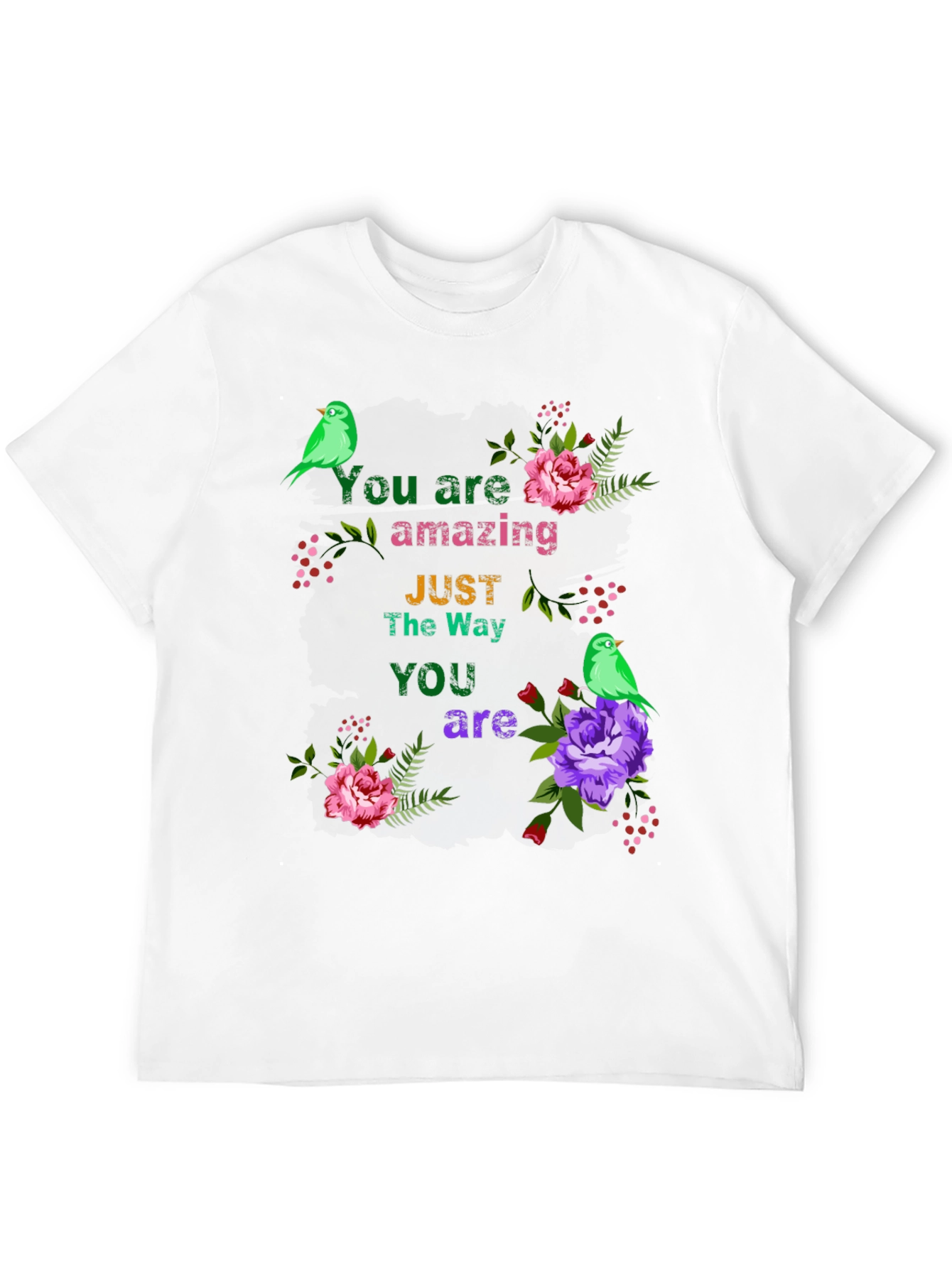You Are Amazing T-Shirt with Floral Bird Accents