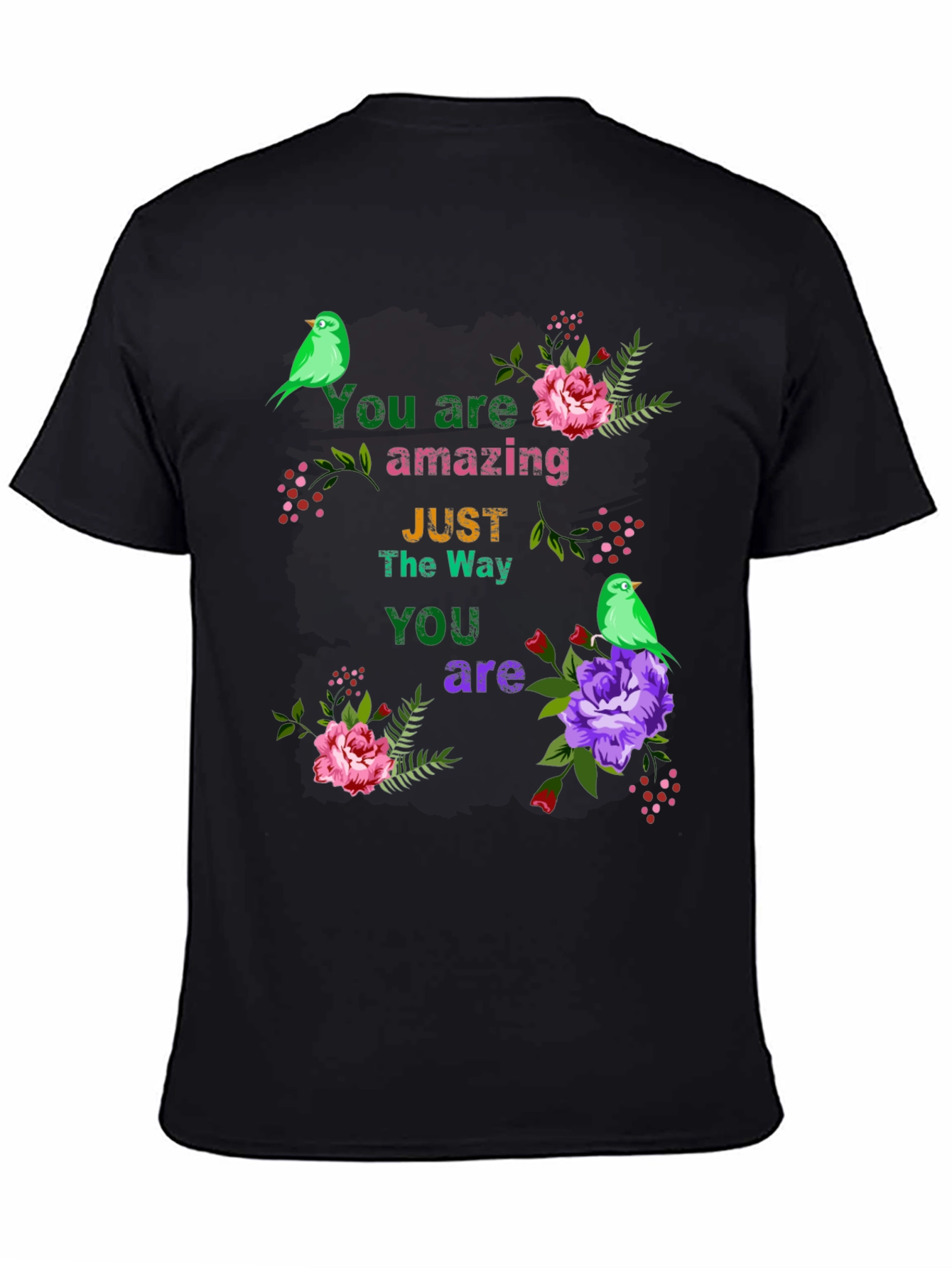 You Are Amazing T-Shirt with Floral Bird Accents