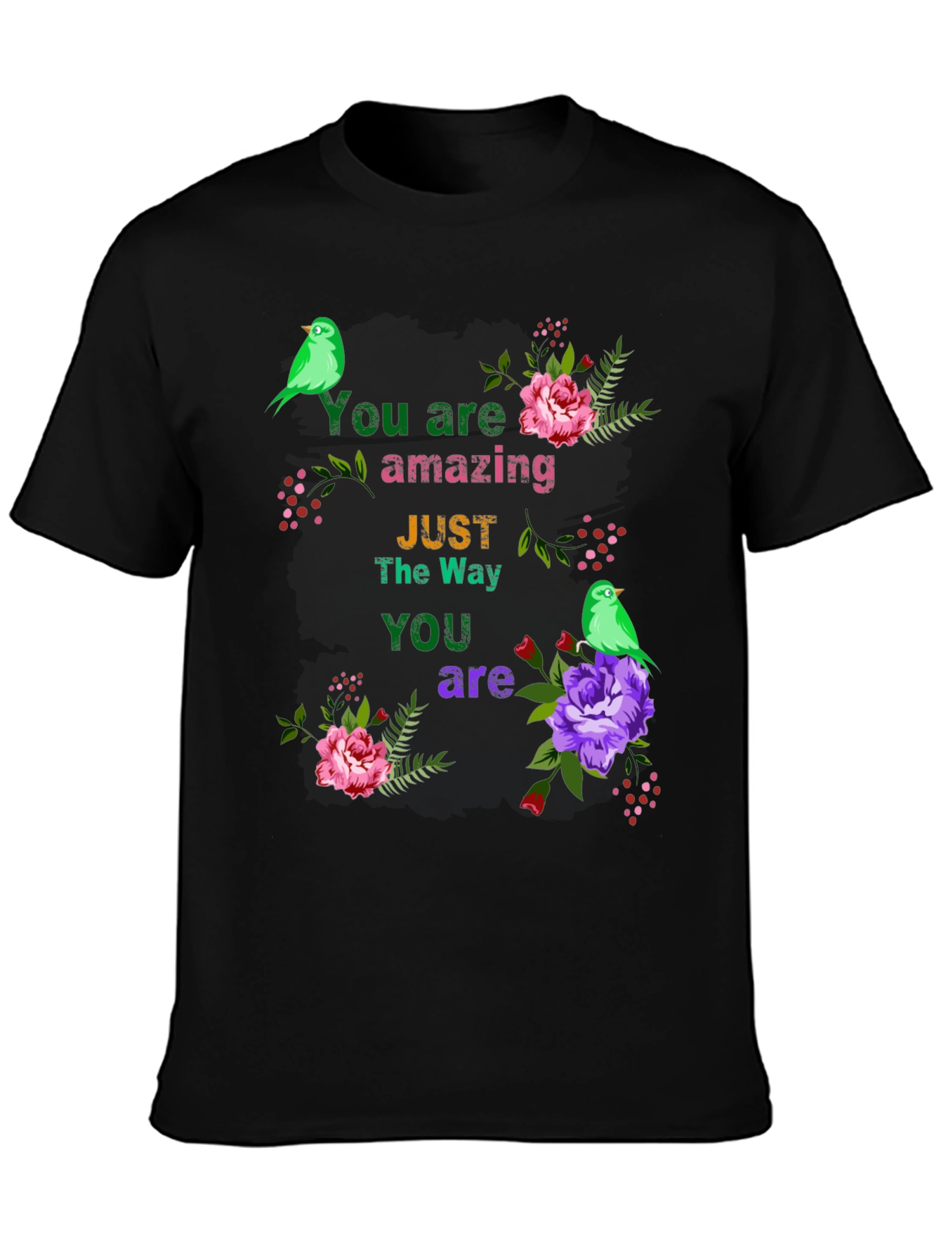 You Are Amazing T-Shirt with Floral Bird Accents