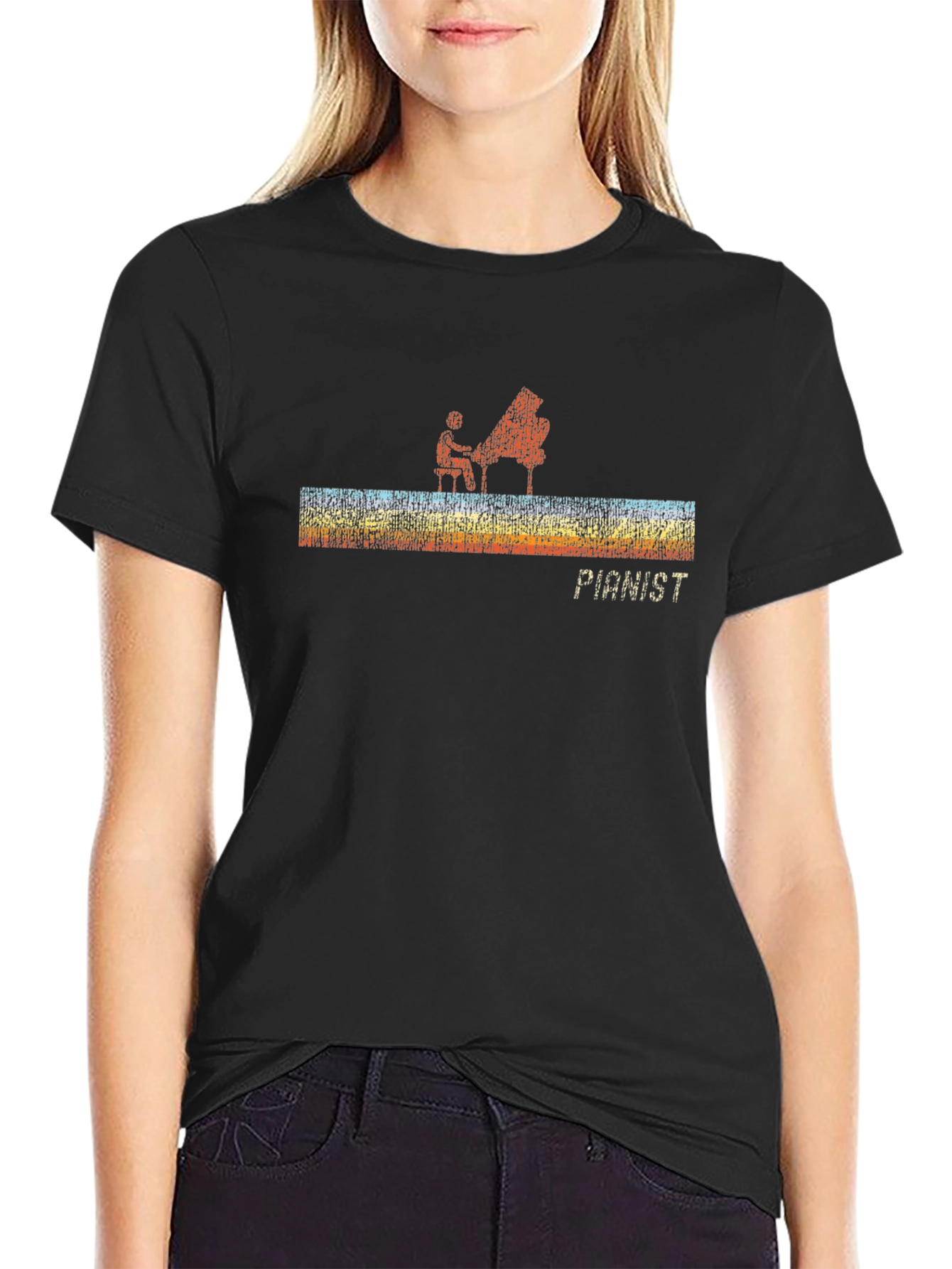 Pianist Graphic Black T-Shirt