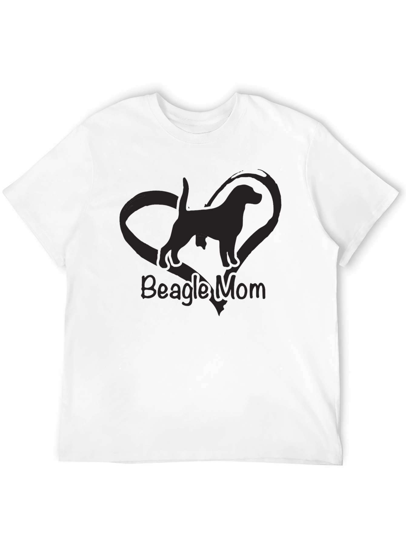 Beagle Mom Graphic Tee - Black Crewneck T-Shirt