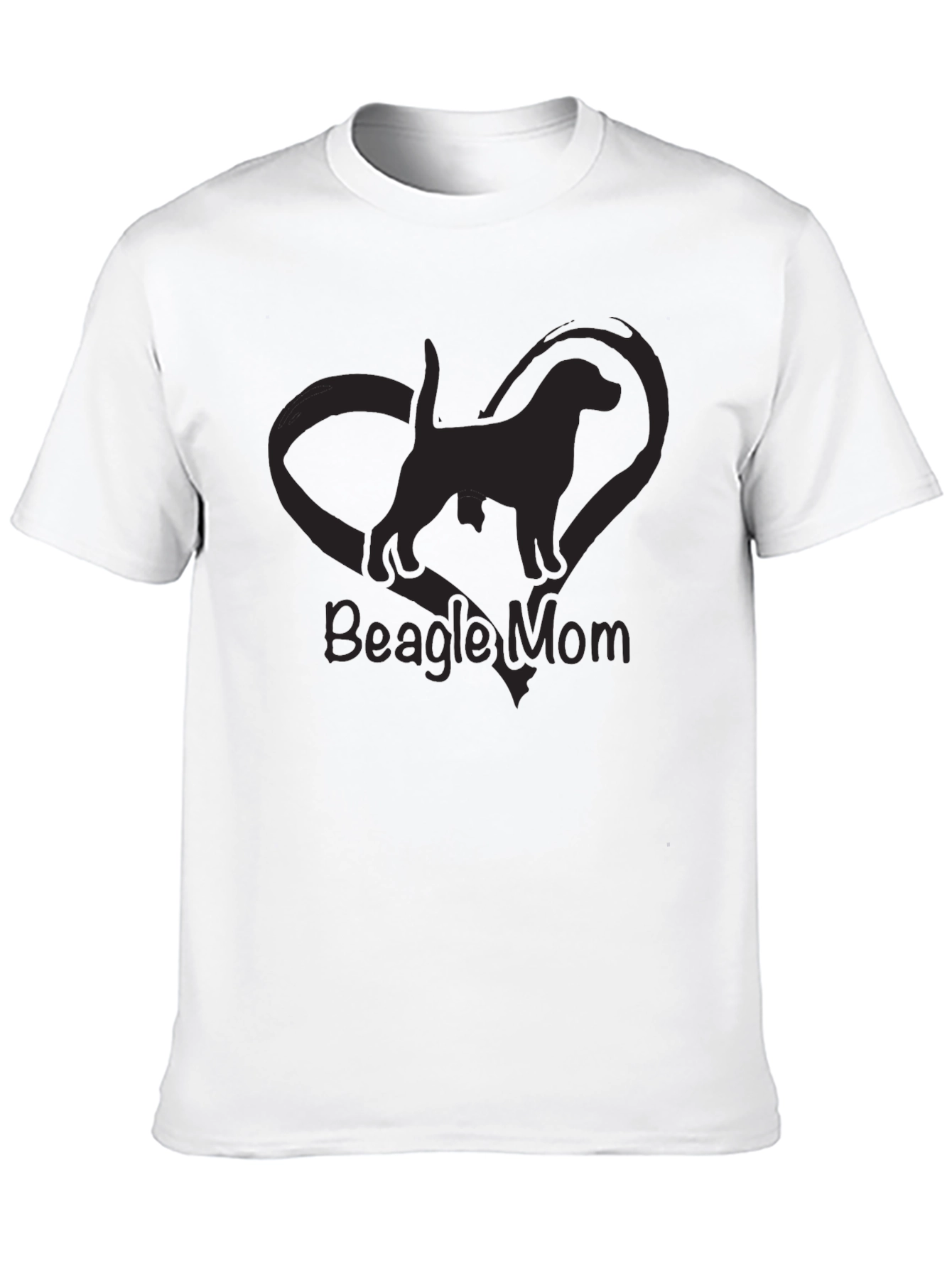 Beagle Mom Graphic Tee - Black Crewneck T-Shirt