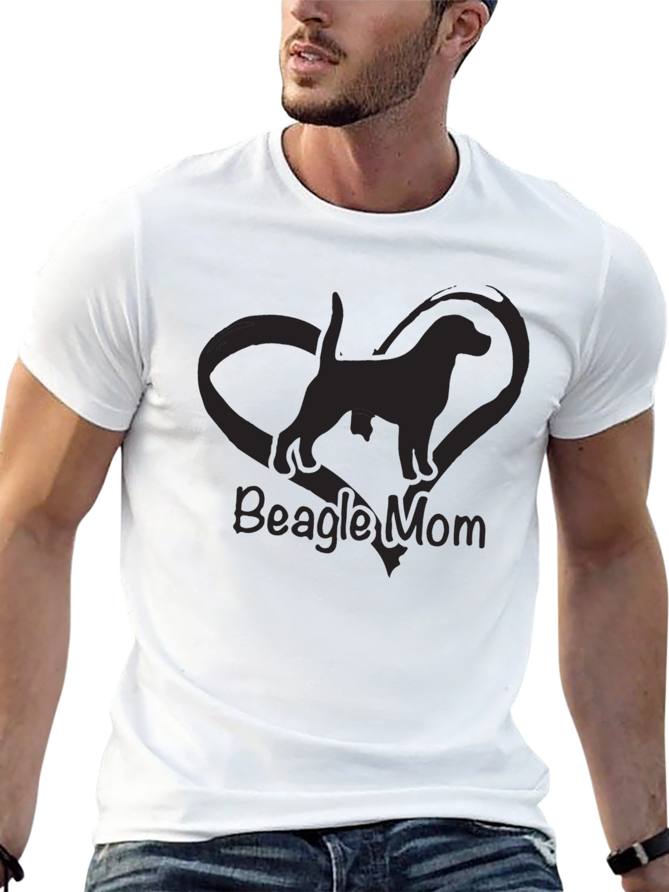 Beagle Mom Graphic Tee - Black Crewneck T-Shirt