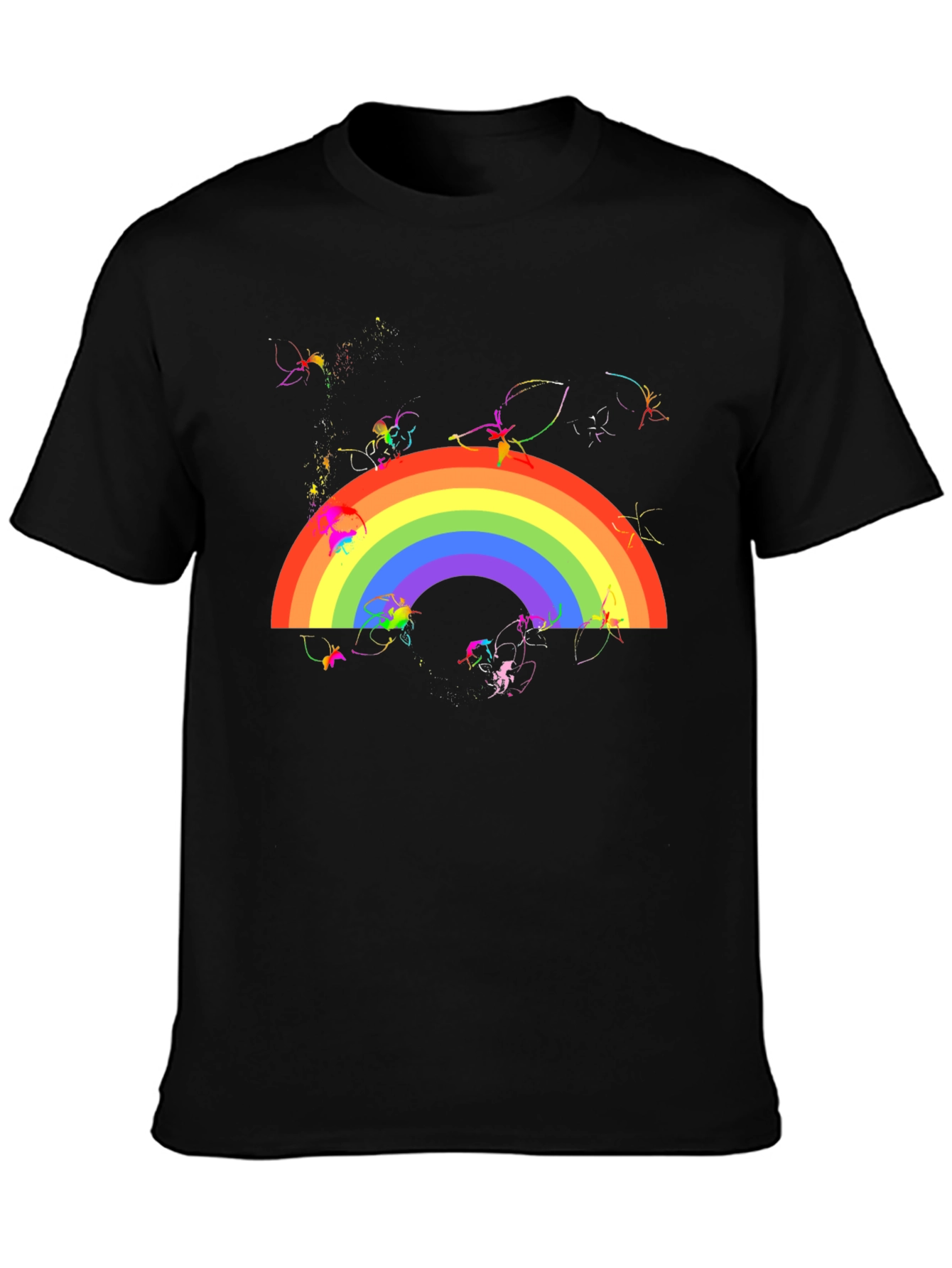 Rainbow Butterfly Black Tee
