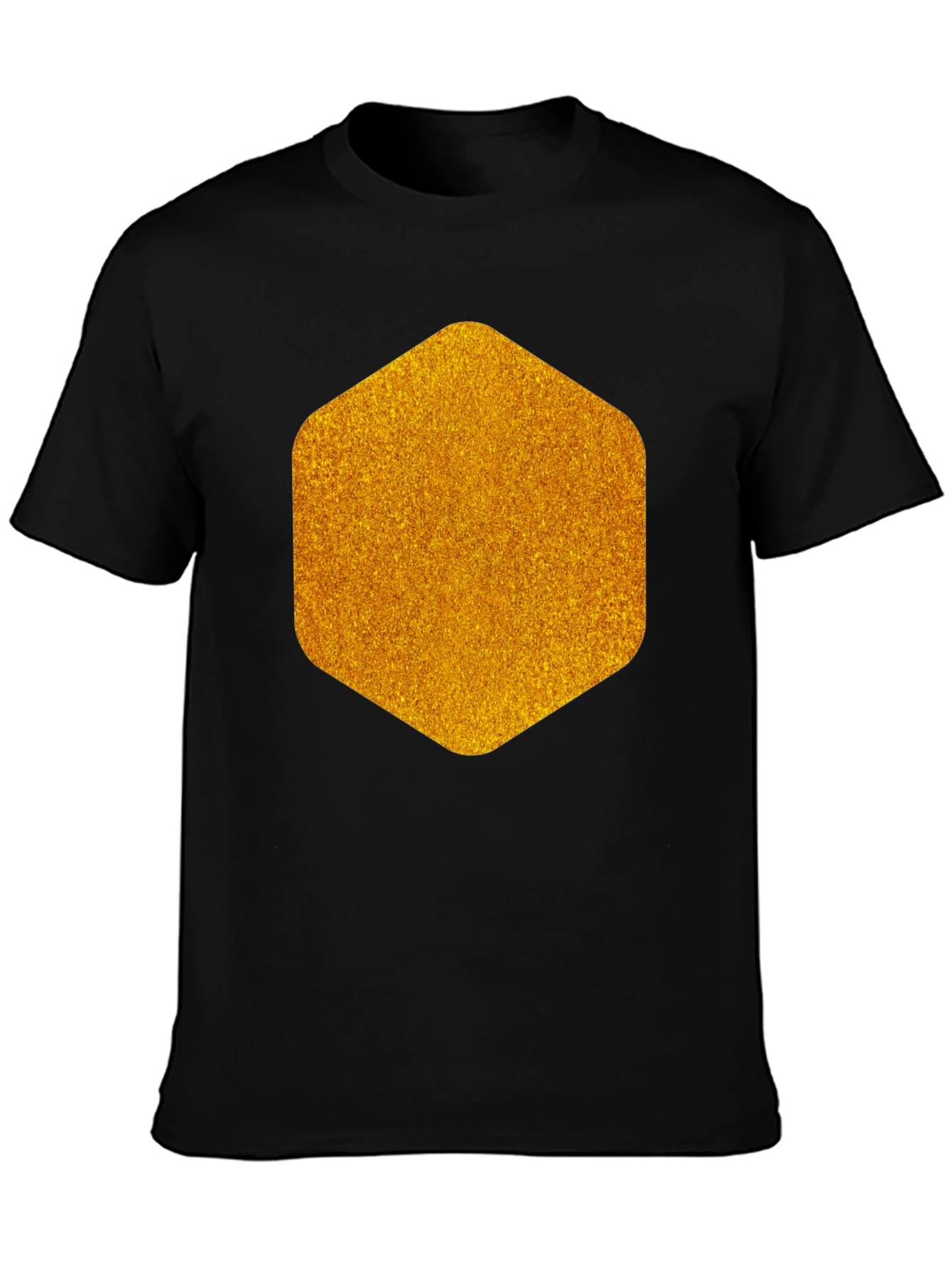 Geometric Gold Graphic Tee - Modern Mens Black T-Shirt