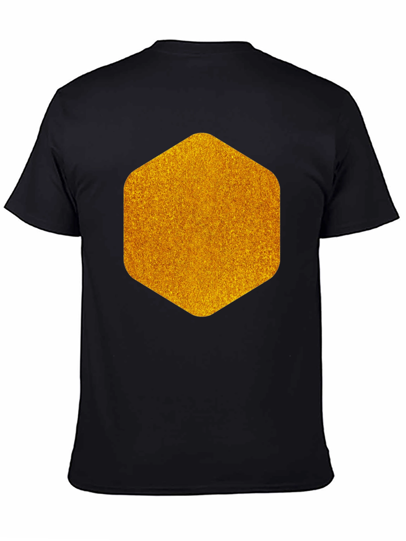 Geometric Gold Graphic Tee - Modern Mens Black T-Shirt