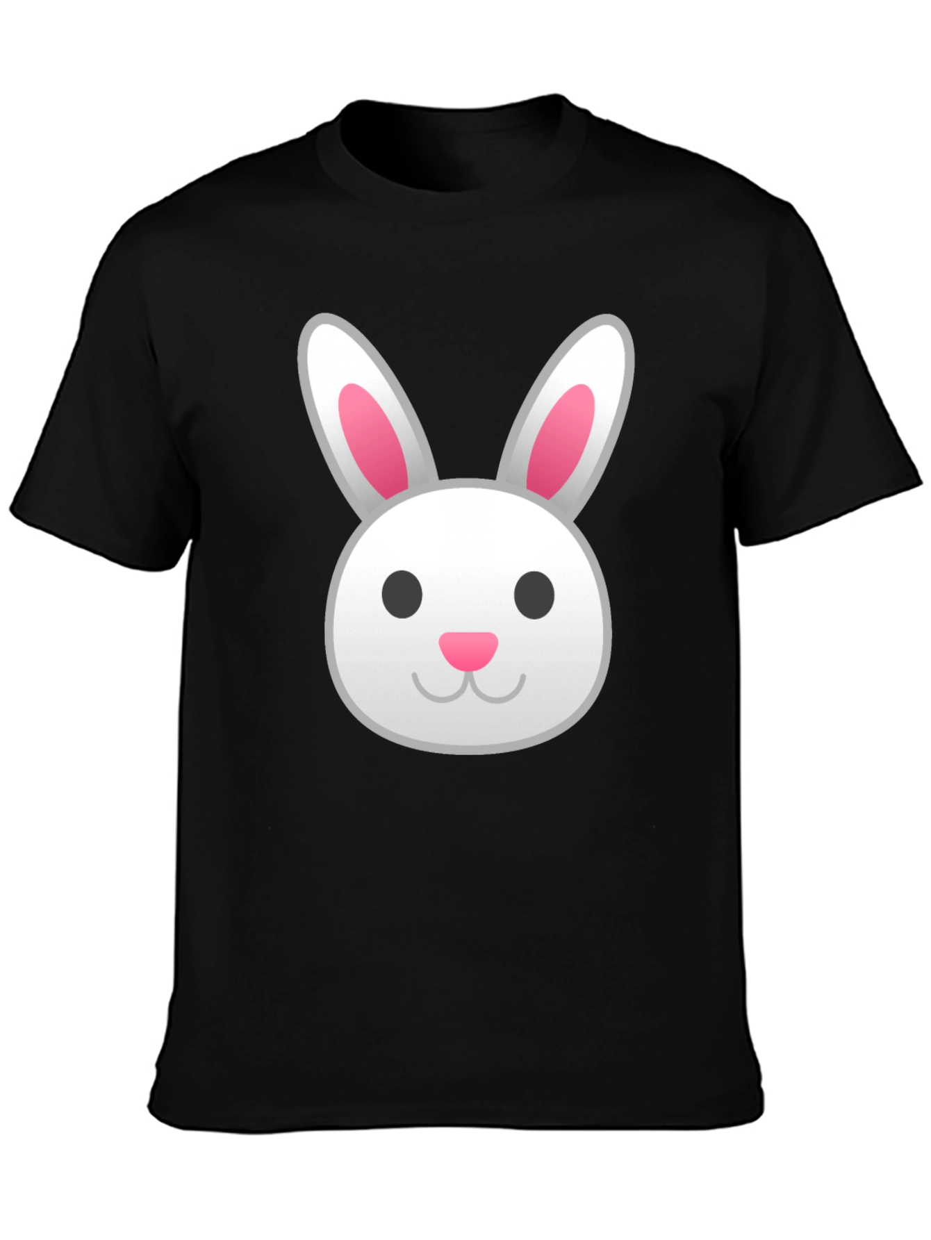 Bunny Emoji Graphic Tee - Black Cotton T-Shirt