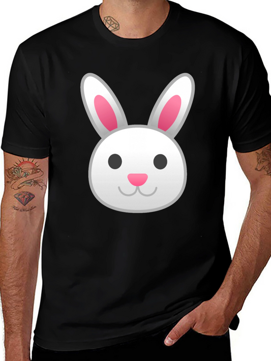 Bunny Emoji Graphic Tee - Black Cotton T-Shirt