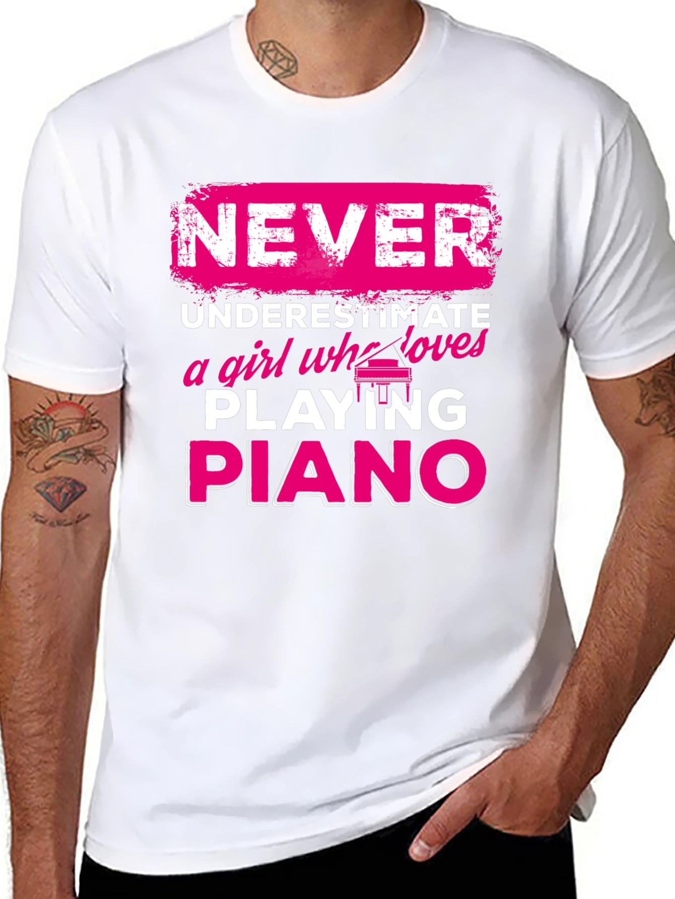 Never Underestimate Piano Girl T-Shirt